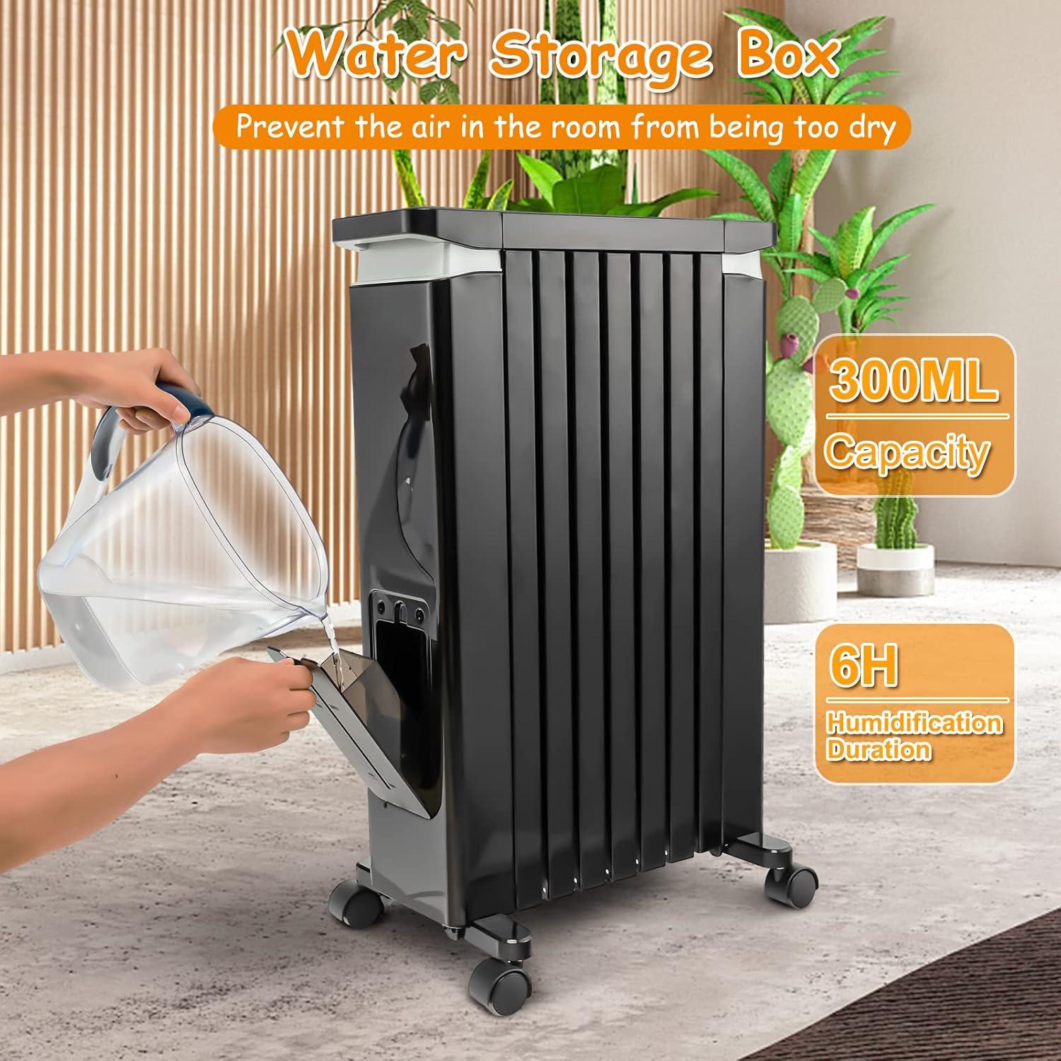 Resenkos Small Portable Room Heaters,Heater, Portable Heater,1500W Portable Oil Filled Radiator Heater with 3 Heat Settings-Black