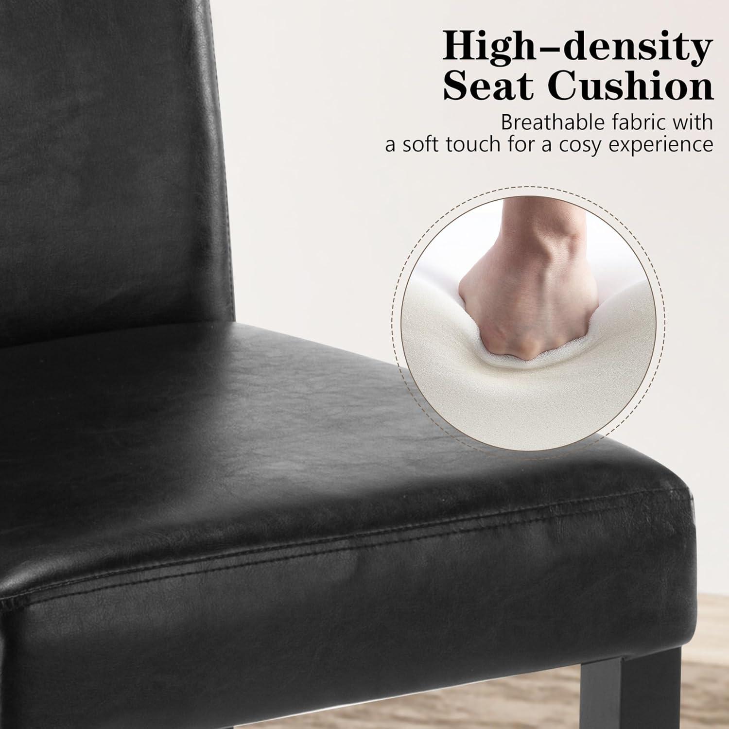 Tangkula Dining Chair Set of 4 w/ Acacia Wood Frame & Rubber Wood Legs Padded Backrest Black