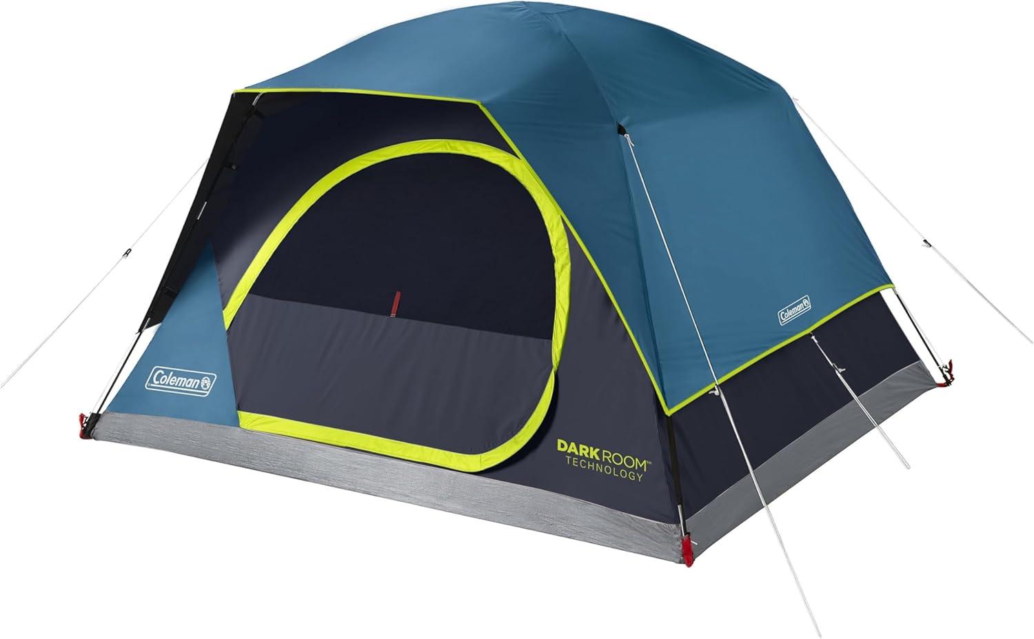 Open Box Coleman Skydome 4 Person Camping Tent with Dark Room Tech, Multicolor