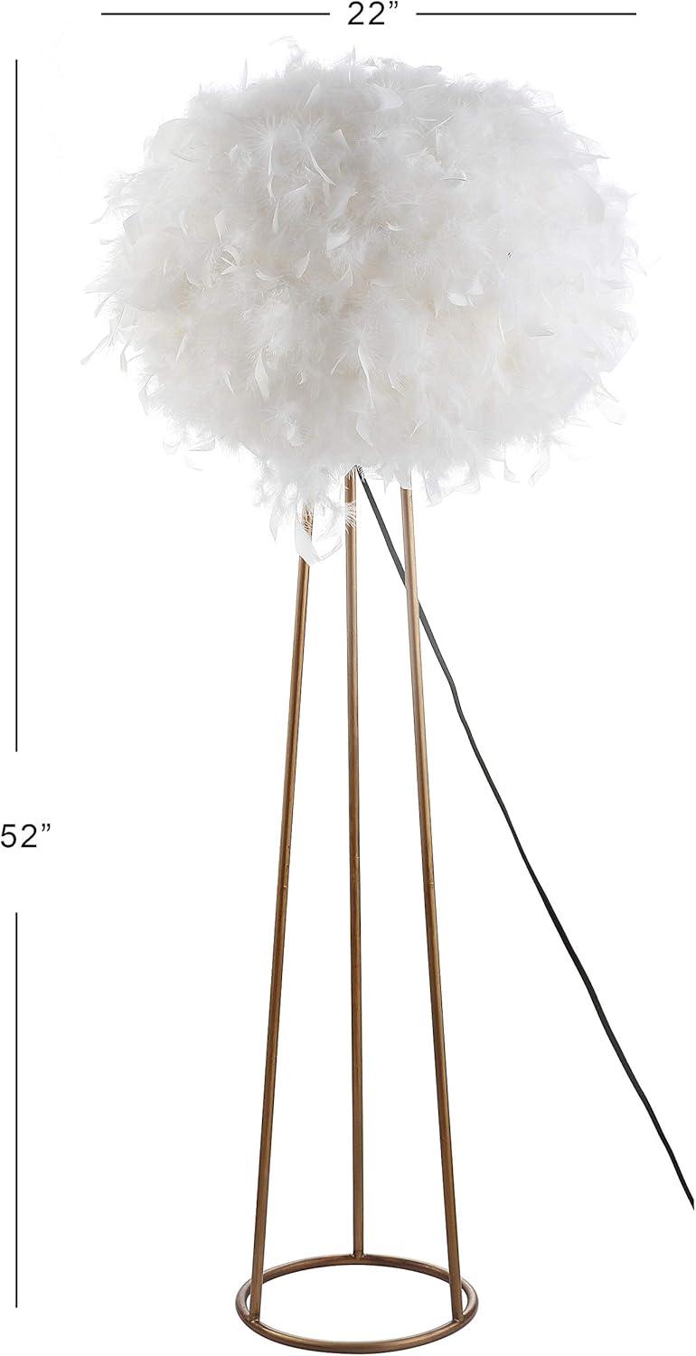 Stork 52" Feather Metal LED Floor Lamp, White/Gold