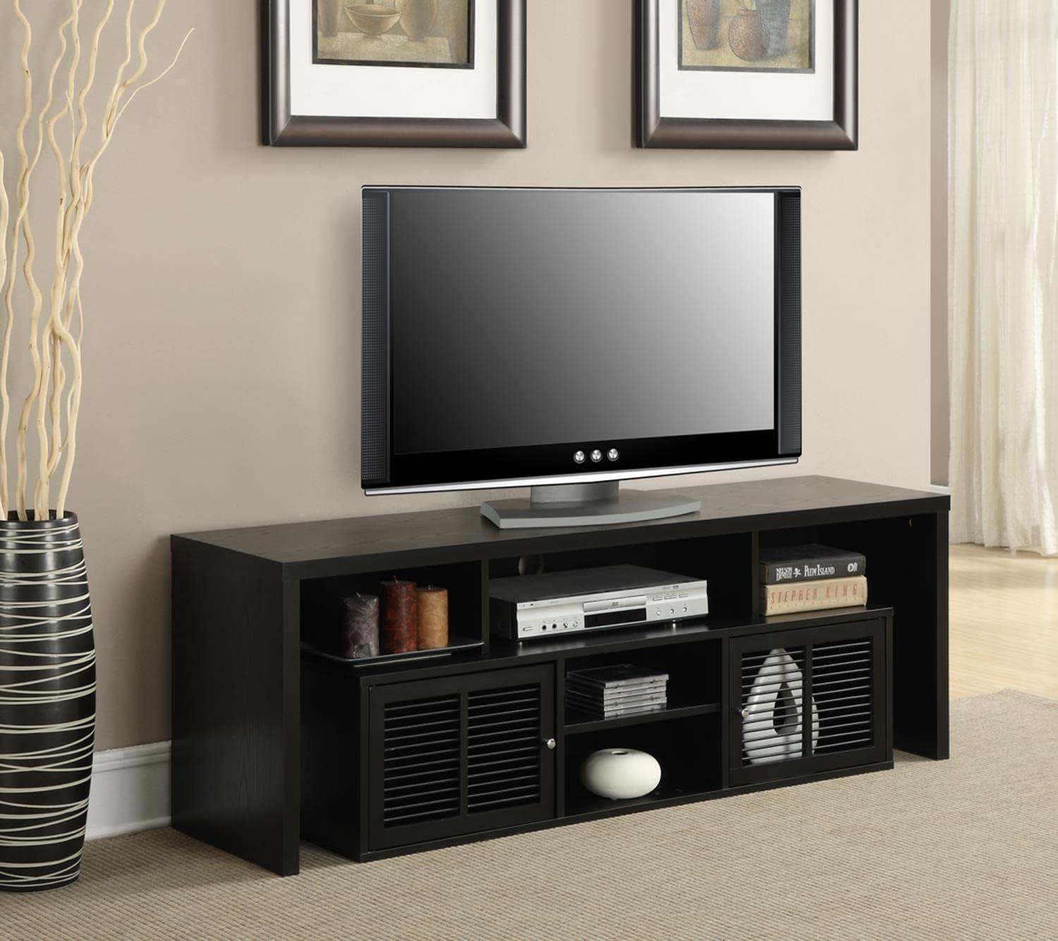 Convenience Concepts Designs2Go Lexington 59" TV Stand in Black Wood Finish