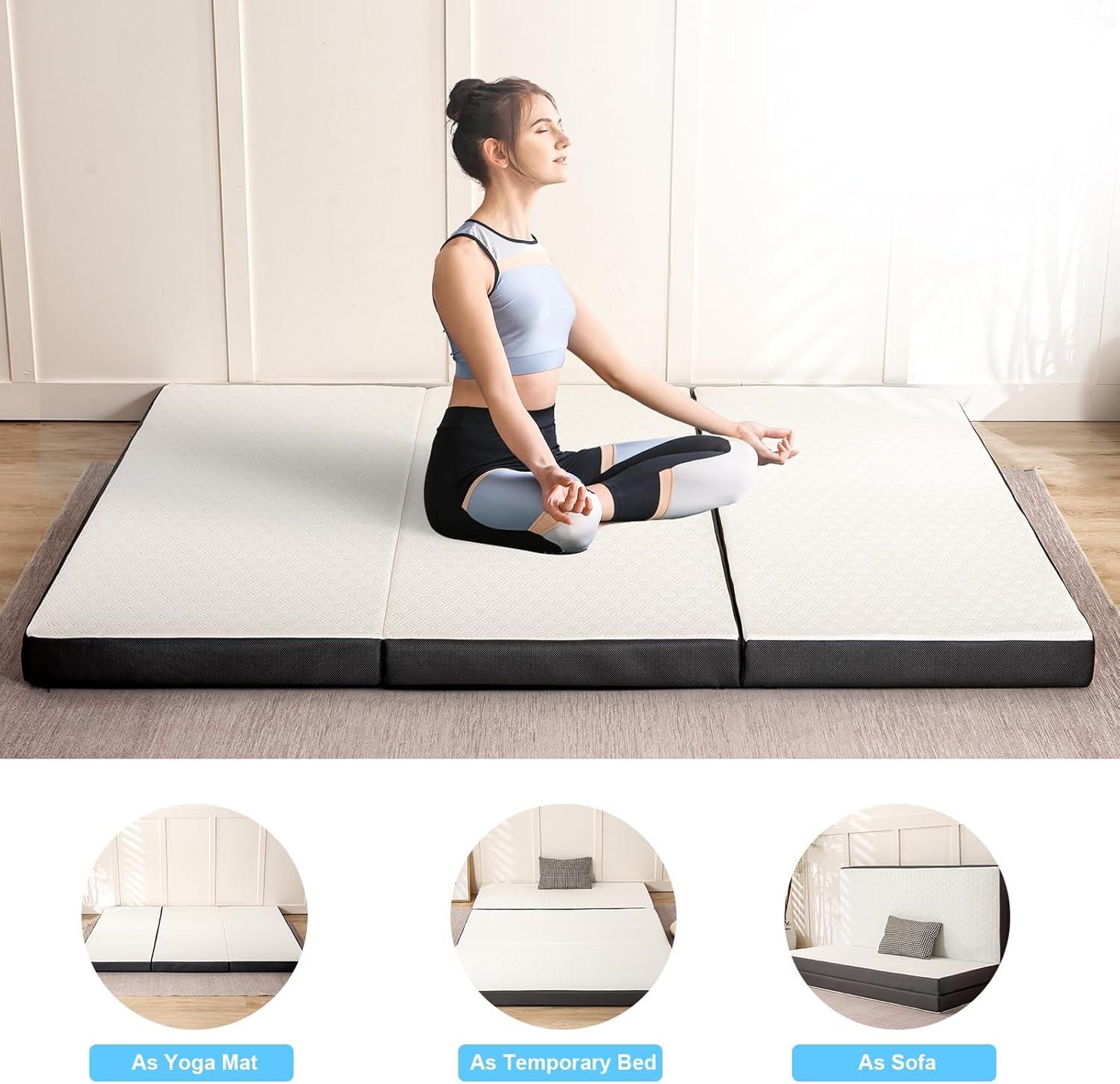 Foldable Gel Memory Foam Mattress with Bamboo Fiber Cover, 75" x 25" x 4"