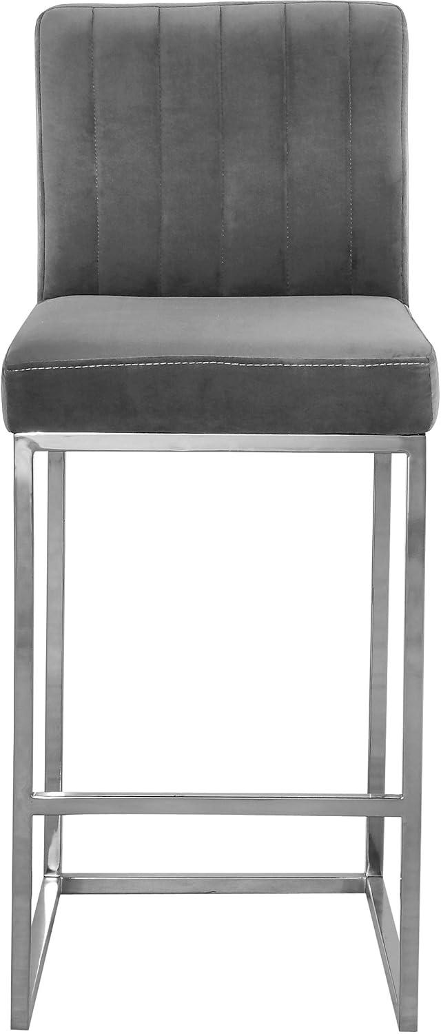 Meridian Furniture,Giselle Grey Velvet Stool
