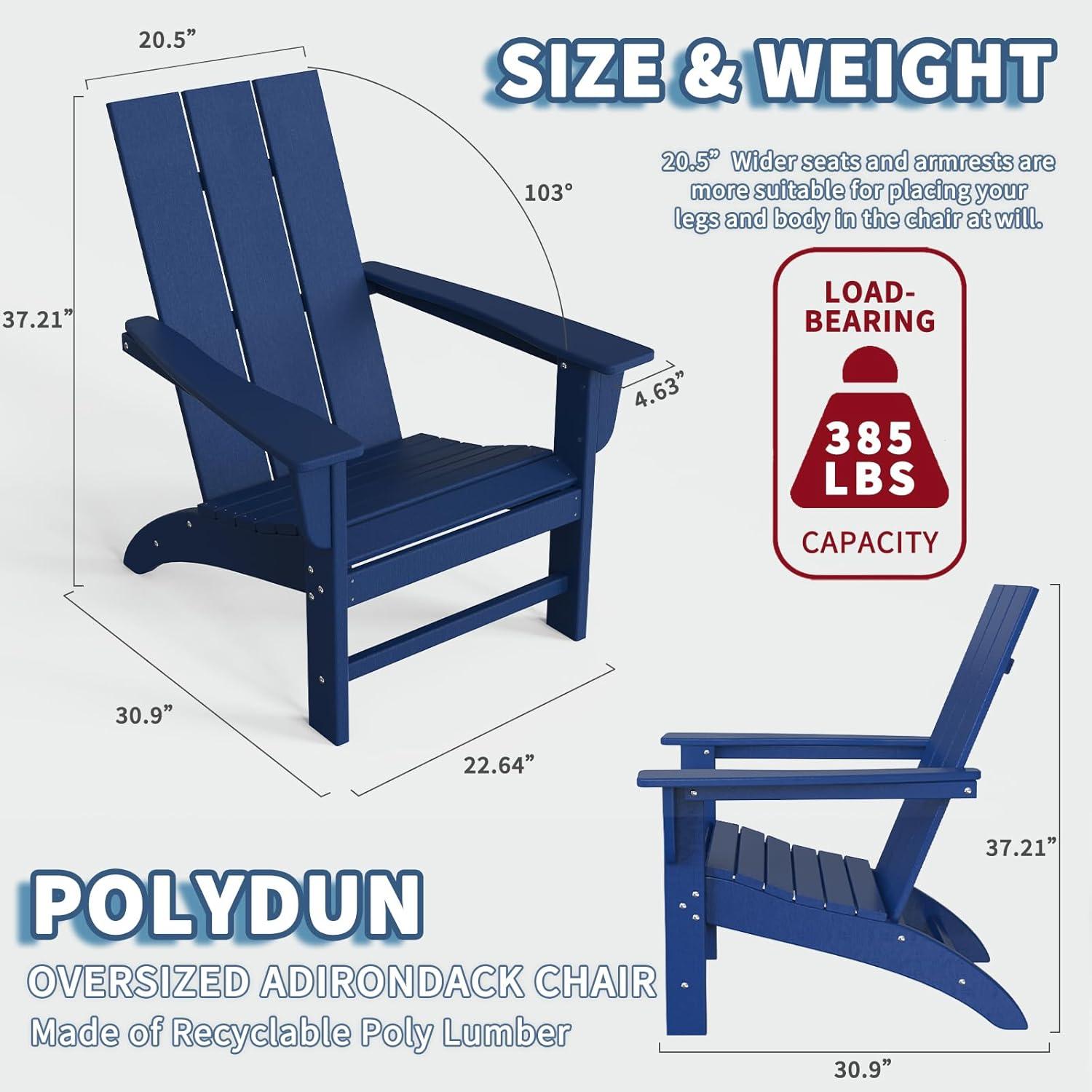 Modern Adirondack High-Density Polyethylene (HDPE) Outdoor Adirondack Chair