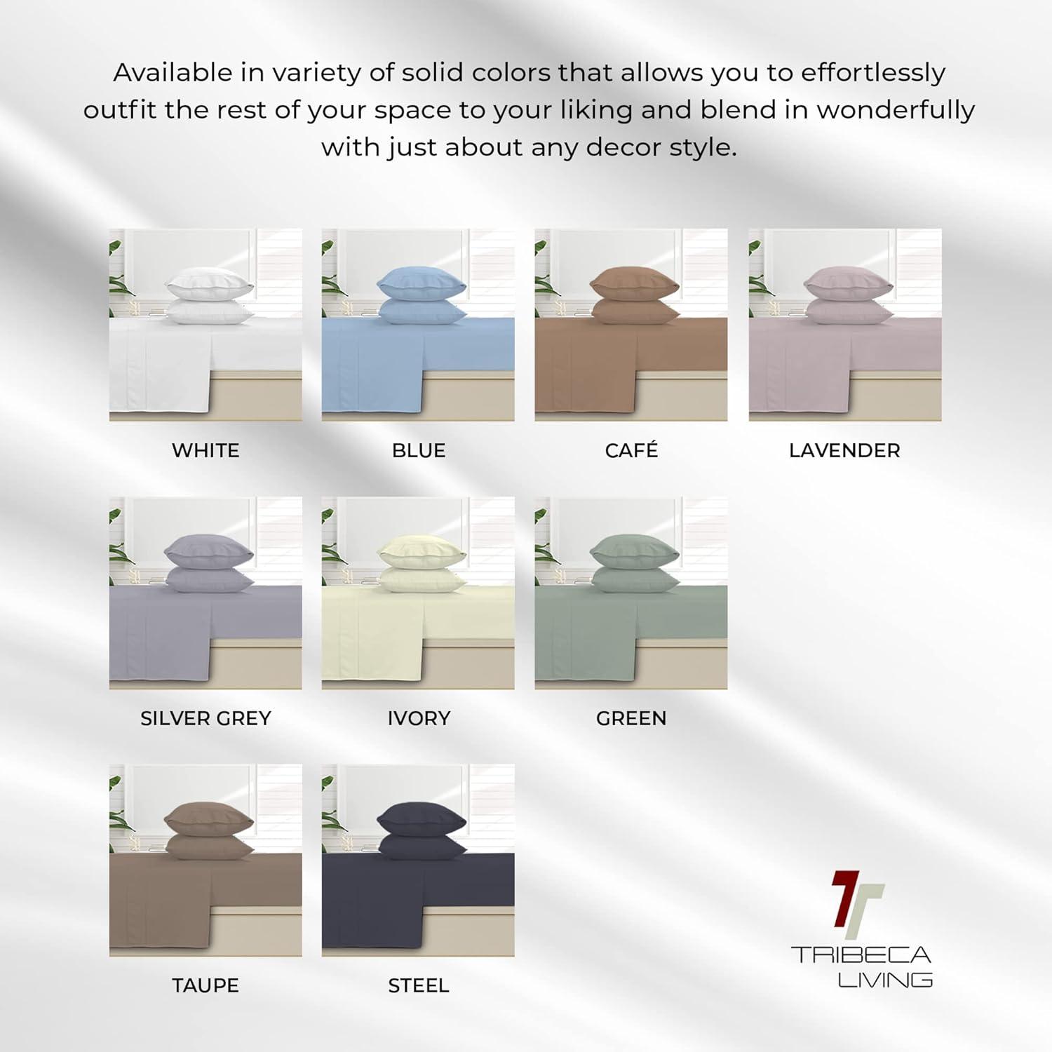 Tribeca Living Egyptian Cotton 800 Thread Count Deep Pocket Bed Sheet Set White Queen Modern & Contemporary, Casual