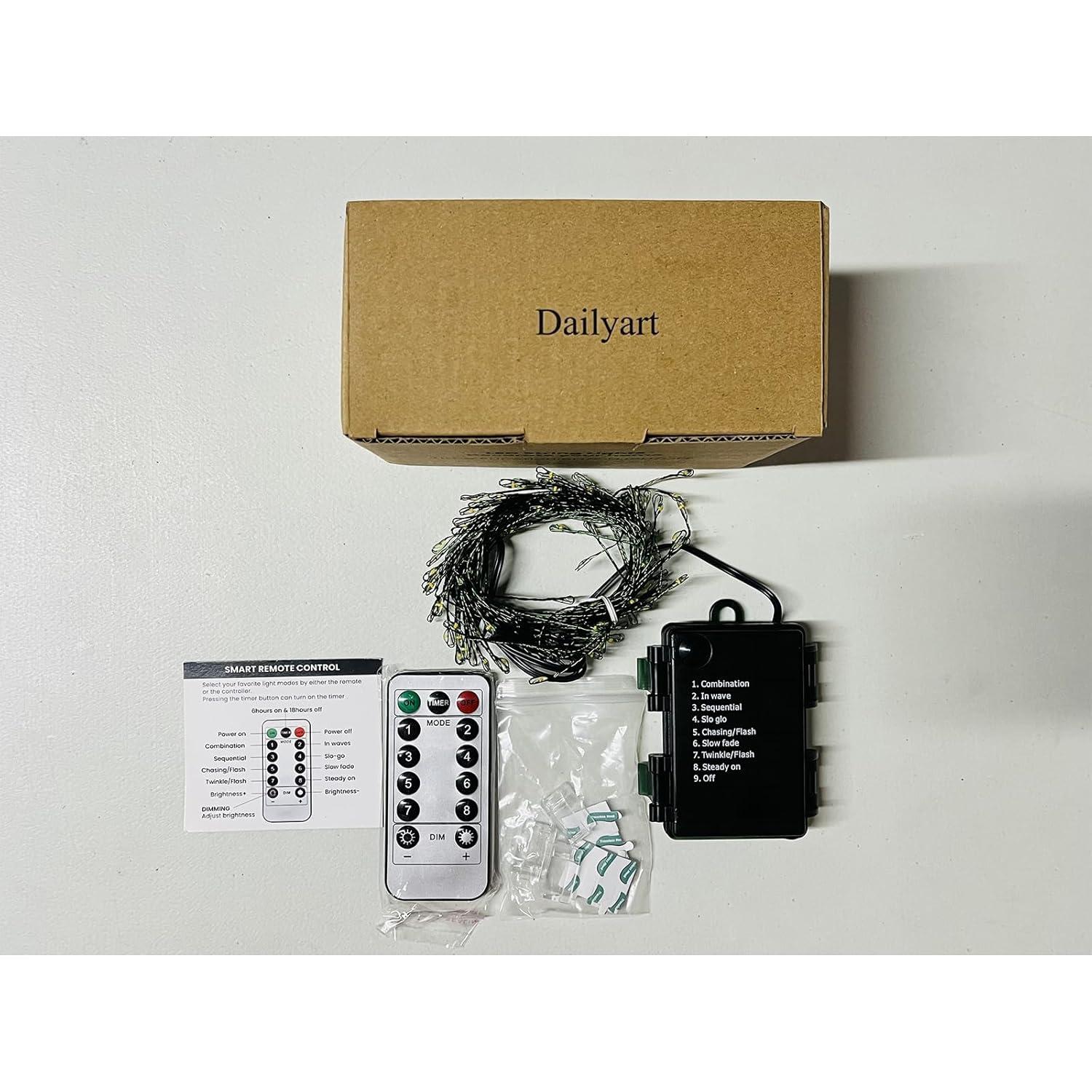 Dailyart 6feet 120 LED Starry Lights, Battery Operated Waterproof Dark Green Copper Wire Fairy Light String Light for Garland, Wreath, Patio, Garden, Wedding, Party, Xmas