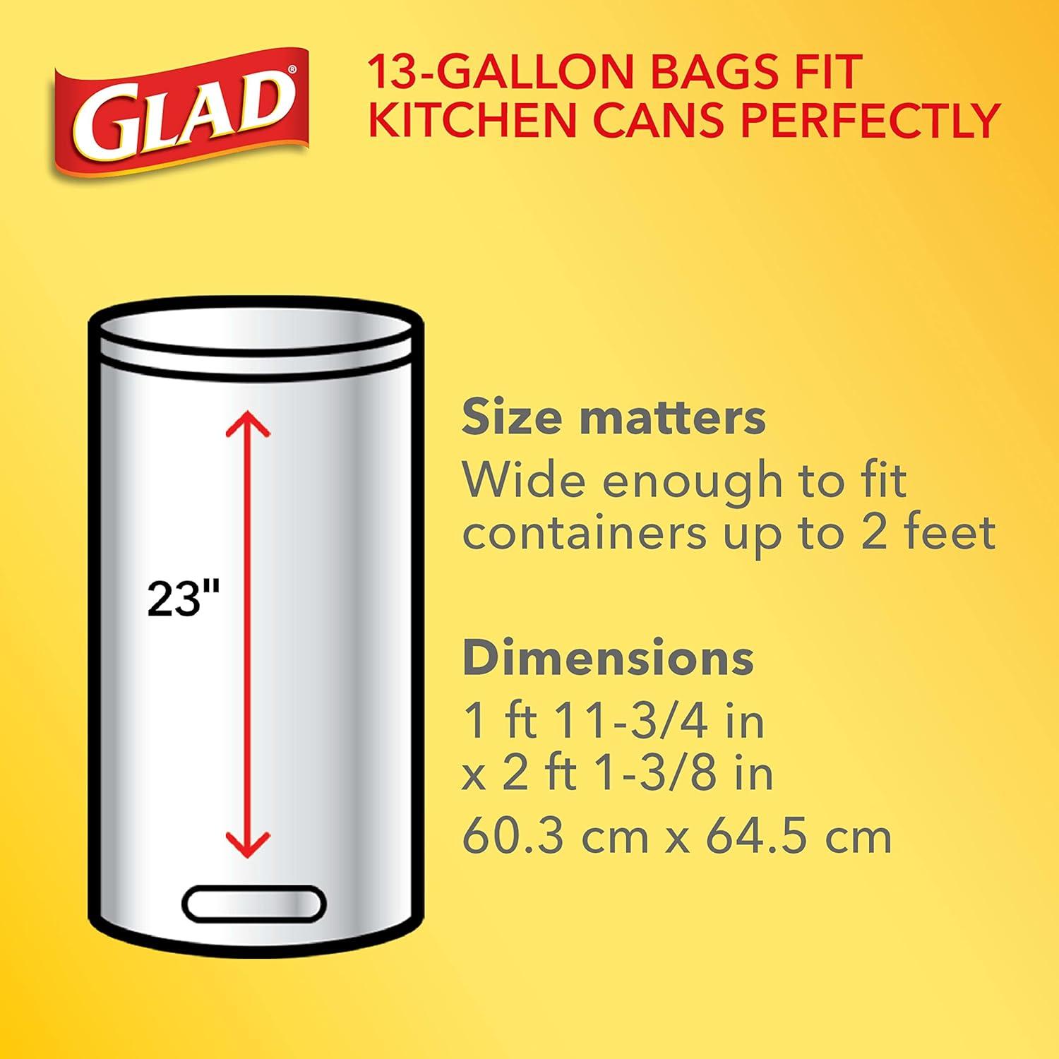 Glad 13 Gallon White Tall Kitchen Quick-Tie Trash Bags