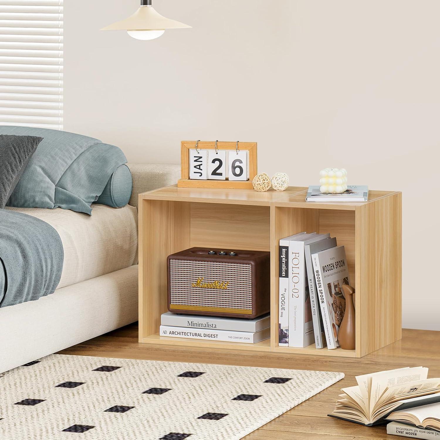 Satiny 7 Cube Bookshelf 3-Tier Bookcase with Legs, Mint-Green Kids Book Shelf Cute Storage Organizer, Toy Shelves Bookshelves,Wood Display Bookcases