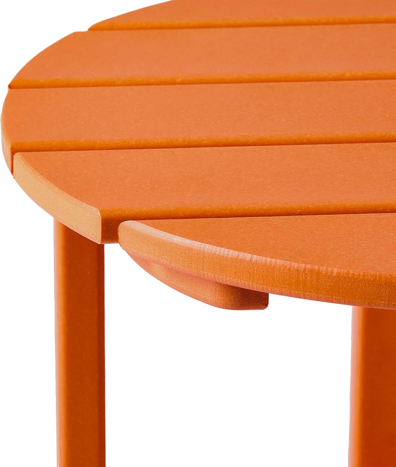 WestinTrends All-Weather Outdoor Patio Round Poly Adirondack Side Table, Orange