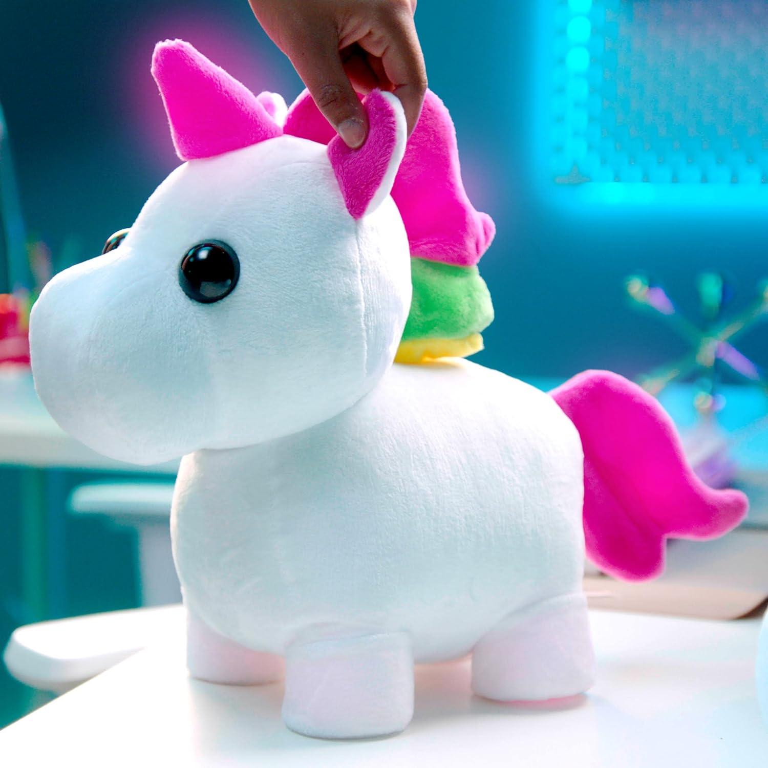 White and Pink Light-Up Plush Unicorn Toy