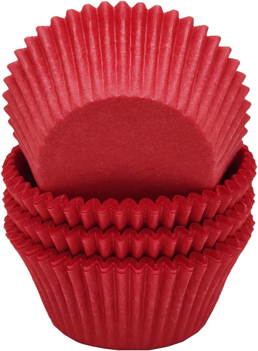 Vibrant Red Greaseproof Paper Cupcake Liners, Standard Size, 100-Count