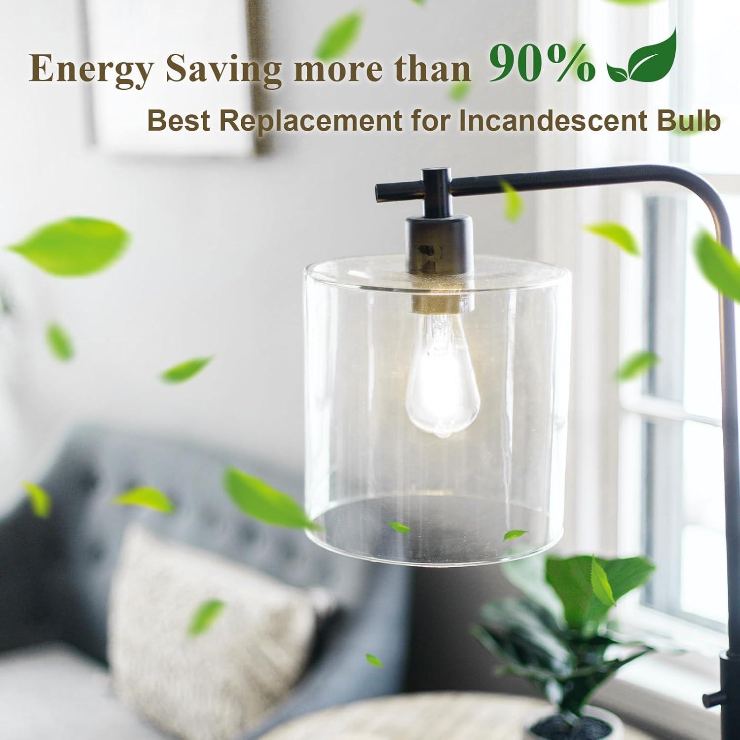 ENERGETIC Vintage LED Edison Light Bulbs, 5000K, 60 Watt Equivalent, ST64 Filament, Tear Drop Antique Decorative Bulbs, E26 Base, UL Listed, 6 Pack