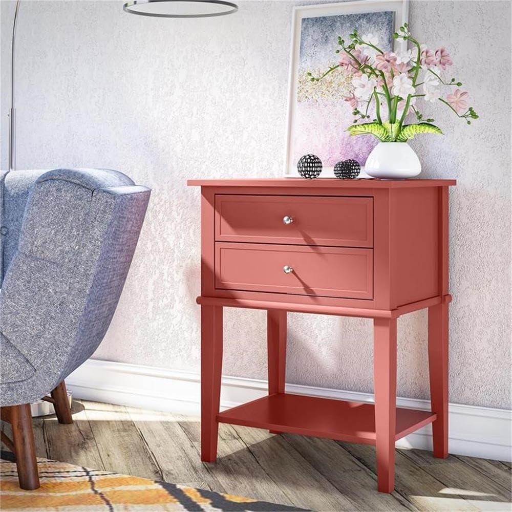 Ameriwood Home Franklin Nightstand Table with 2 Drawers and Lower Shelf