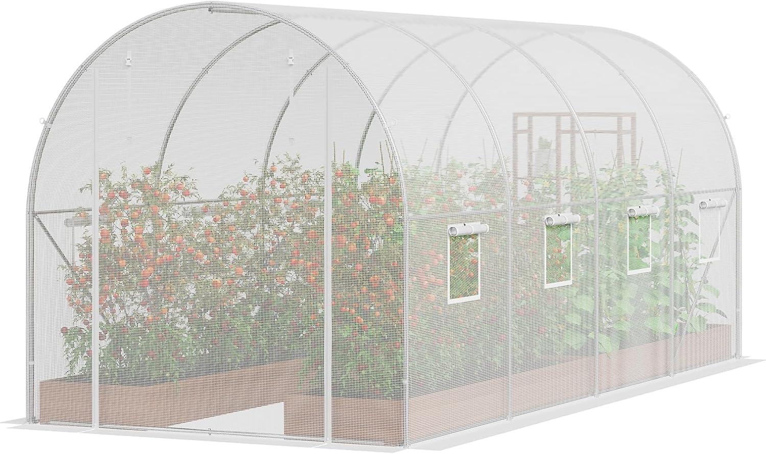 Large White PE Walk-In Tunnel Greenhouse with Galvanized Steel Frame