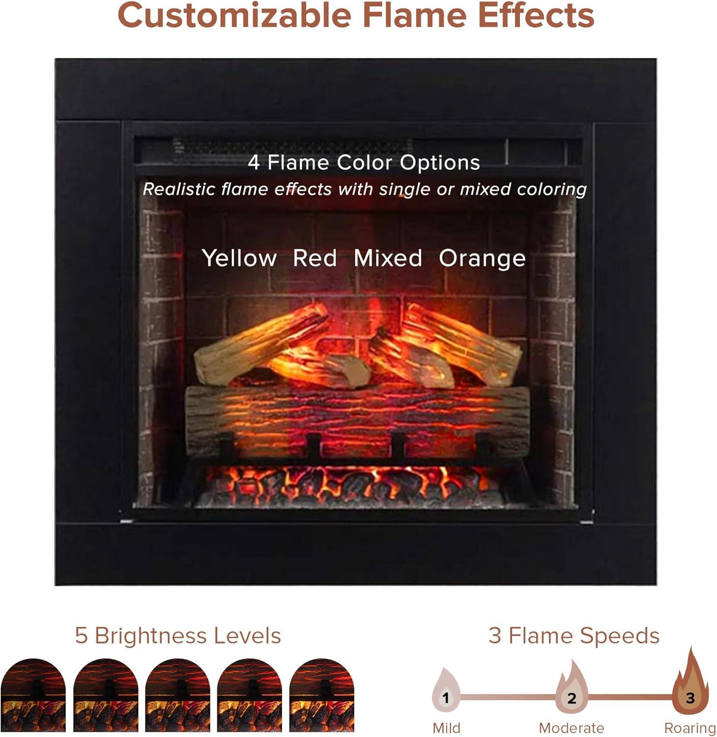 Uptown 33" Infrared Electric Fireplace Insert Heater with Trim Kit, Compatible with Alexa & Google, Remote Control