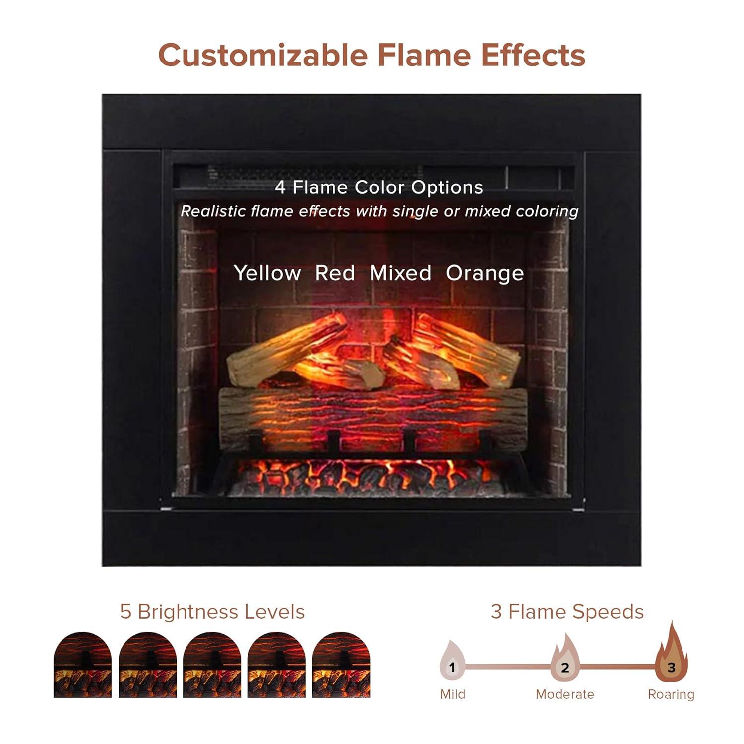 Uptown 33" Infrared Electric Fireplace Insert Heater with Trim Kit, Compatible with Alexa & Google