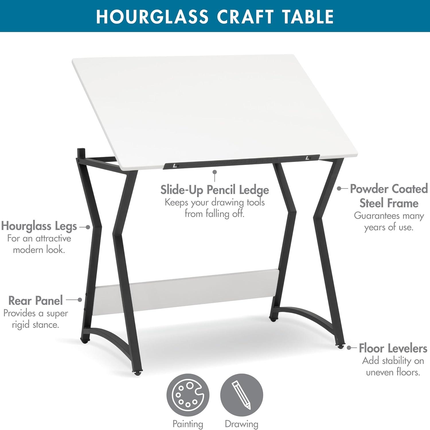 Hourglass Craft Table, Angle Adjustable Drafting Table