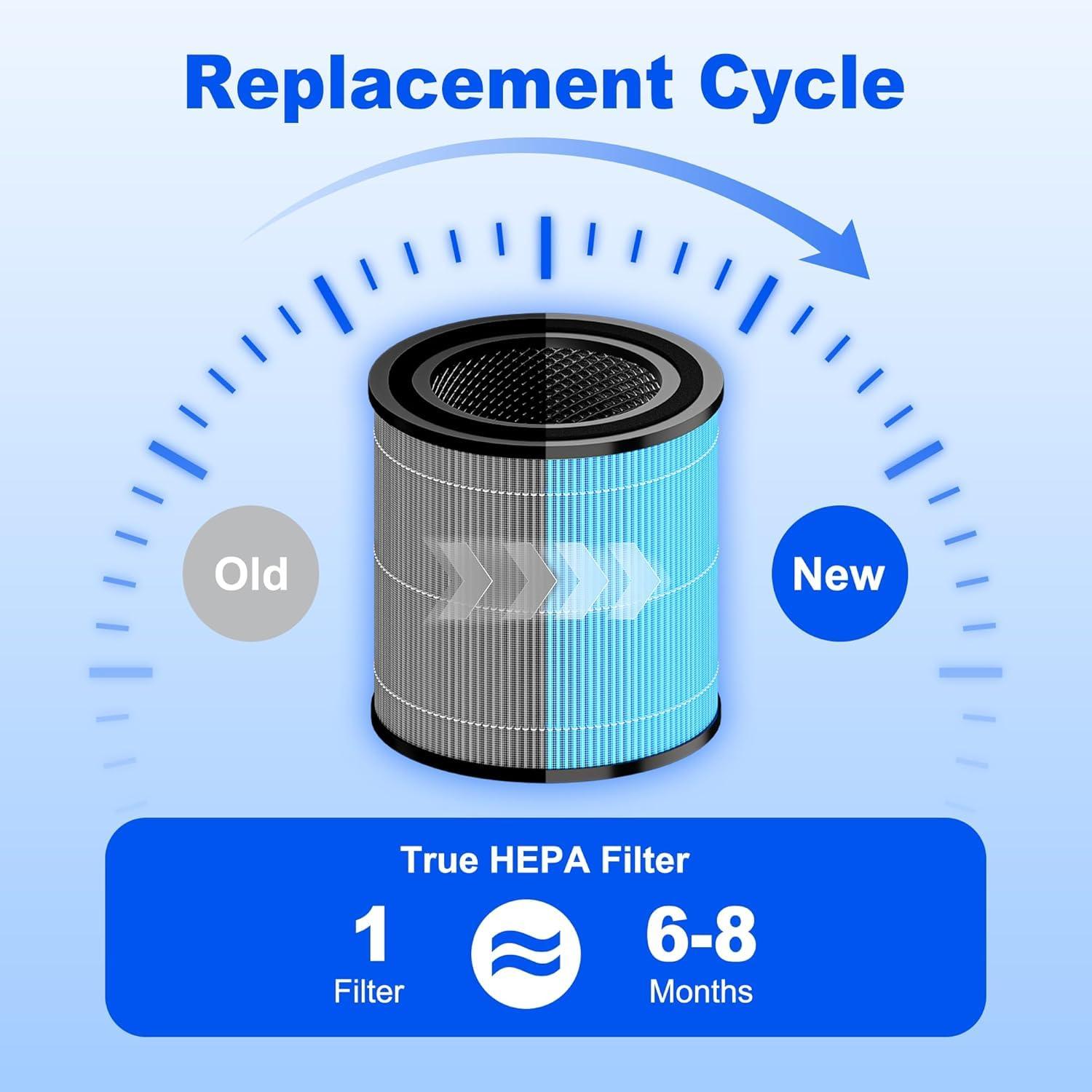 Nispira AP0601 2-in-1 True HEPA Filter Replacement for AirTok Air Purifier AP0601-RF | Remove Particle Size down to 0.1 microns | 2 Packs