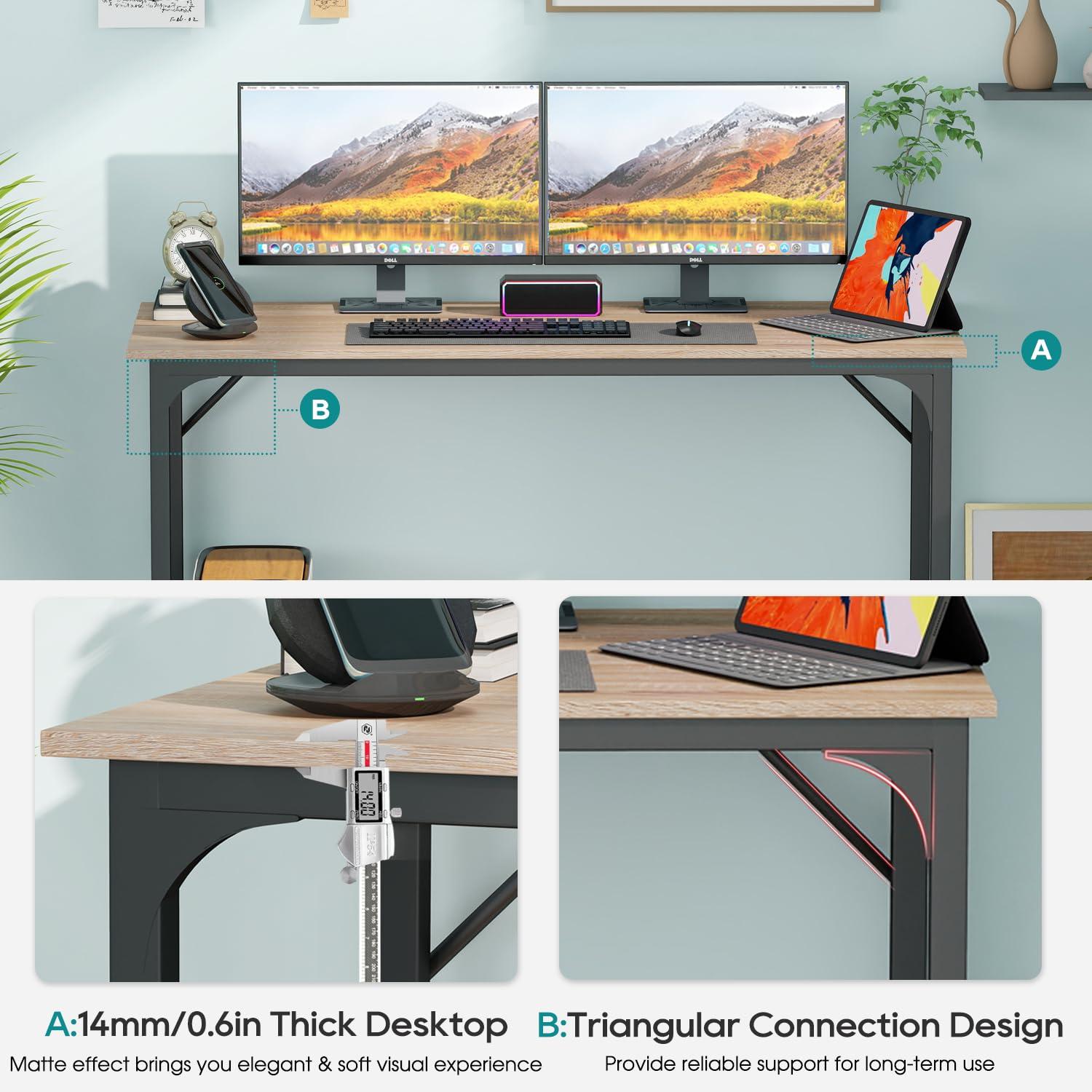 BestOffice 47.2 inches Computer Desk,Modern Simple Style PC Desk with Metal Frame，Nature