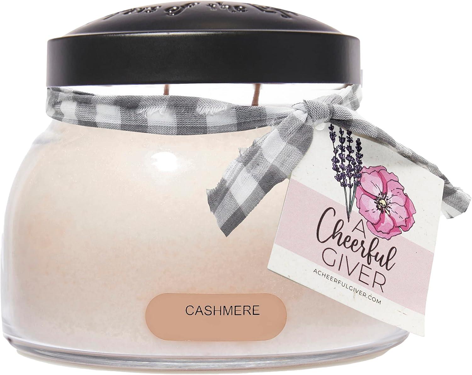 Cashmere Scented Glass Jar Candle with Black Lid, 22oz