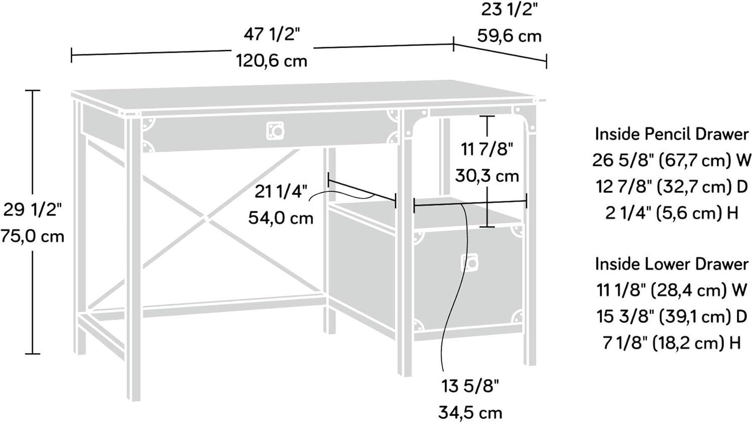 Rustic Carbon Oak Workstation with Powder-Coated Metal Frame