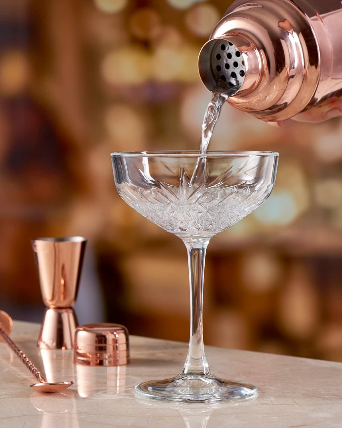 Pasabahce Coupe Cocktail Glasses Set Of 4 - Exclusive Martini, Margarita Glasses - Timeless Champagne Coupe Glasses - Crystal Design - 8.6 oz Long Stem Glassware