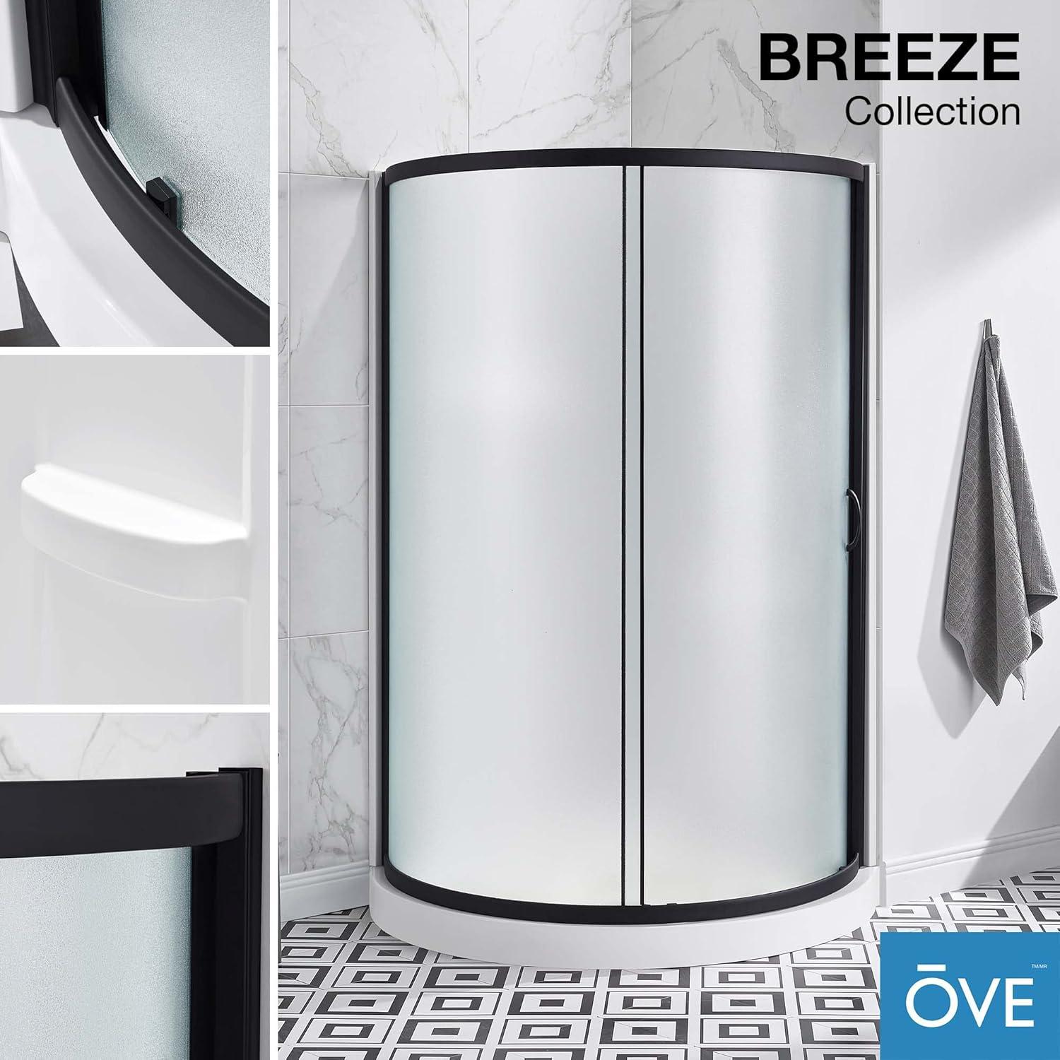 OVE Decors Breeze 33 in. Round Shower Kit w/ Frosted, Base, Wall