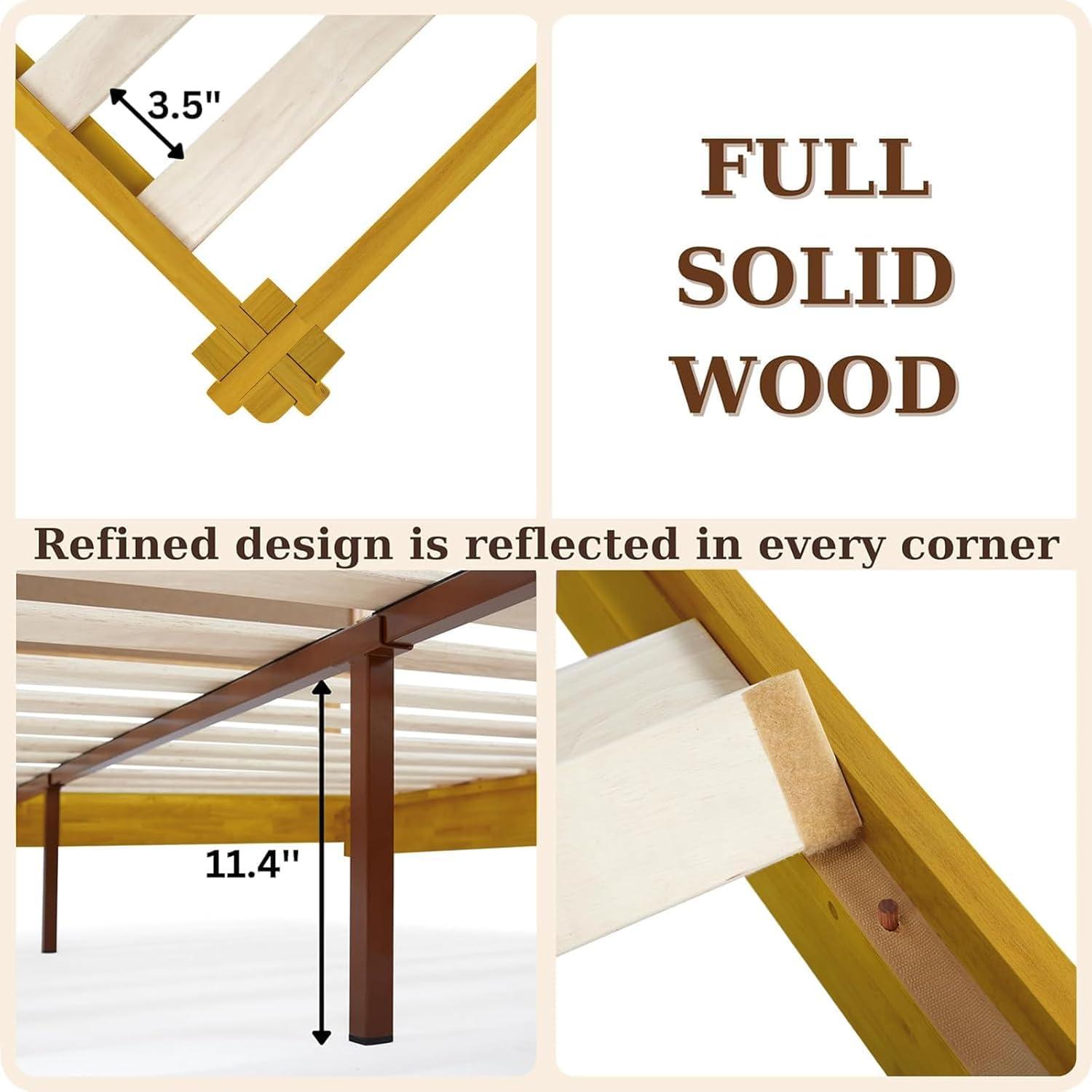 Natural Wood King Platform Bed Frame with Storage