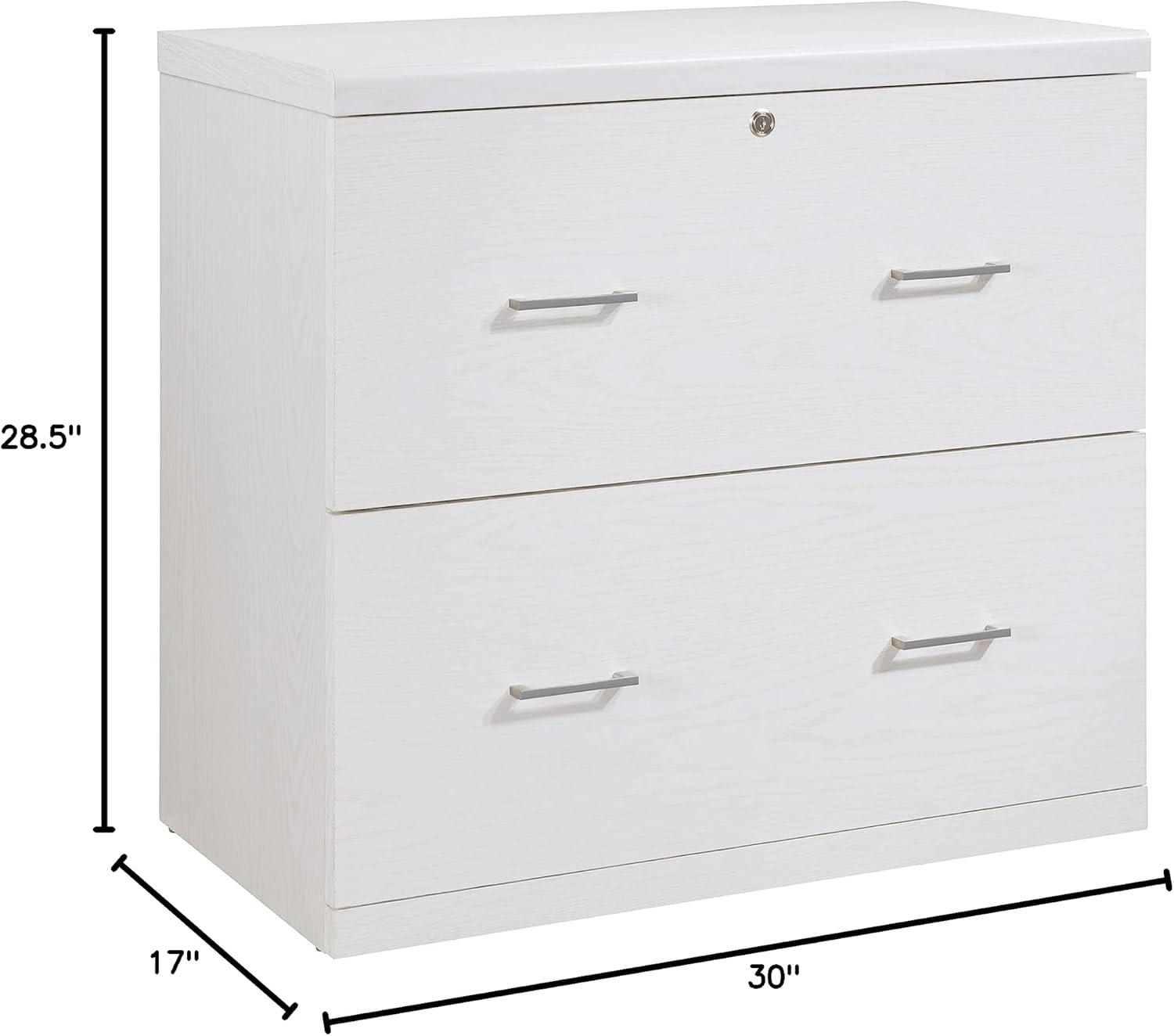 Alpine 2-Drawer Engineered Wood Lateral File with Lockdowel  in White Finish