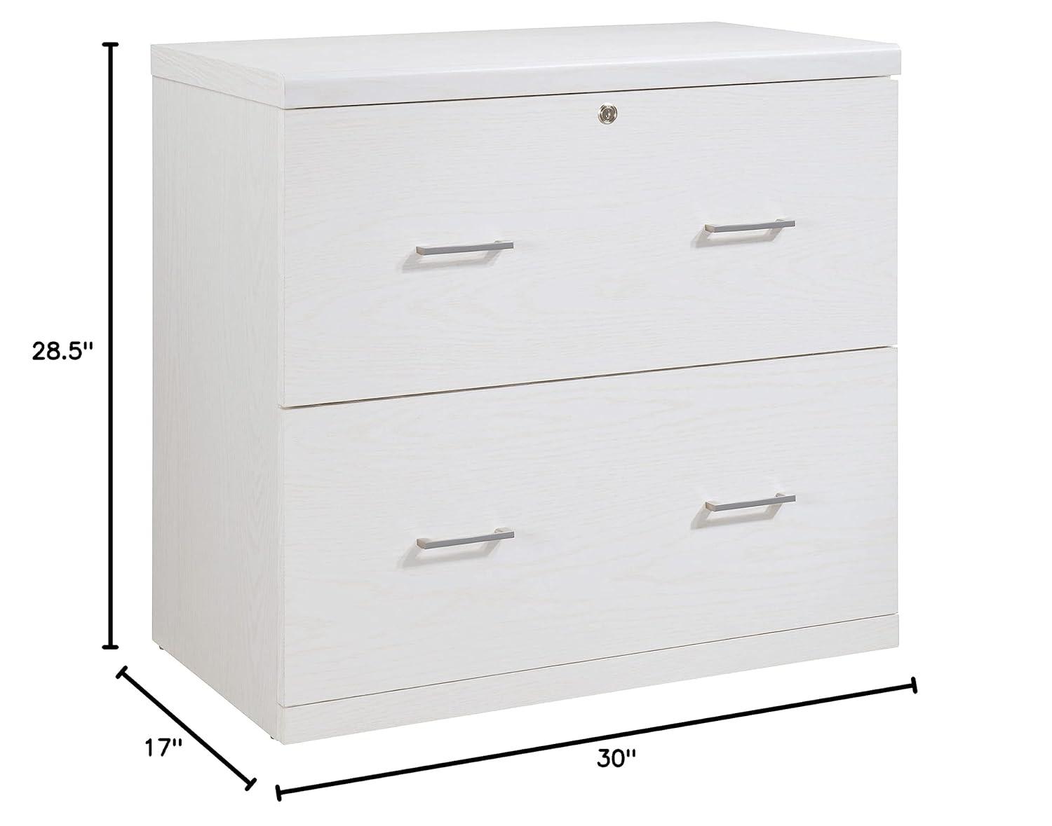 Alpine 2-Drawer Engineered Wood Lateral File with Lockdowel  in White Finish
