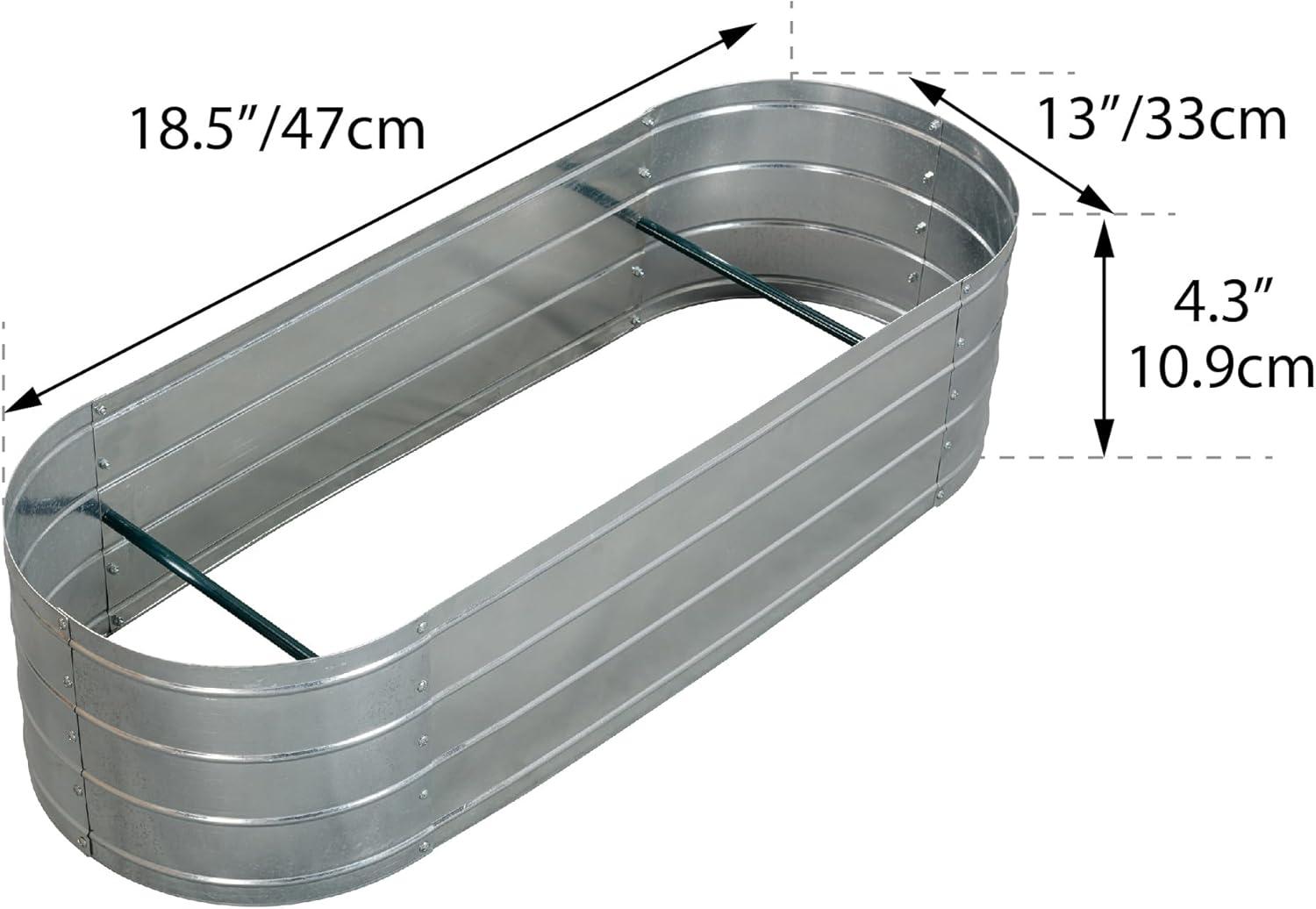 Galvanized Steel Oval Raised Garden Bed, 49 Inch, Silver