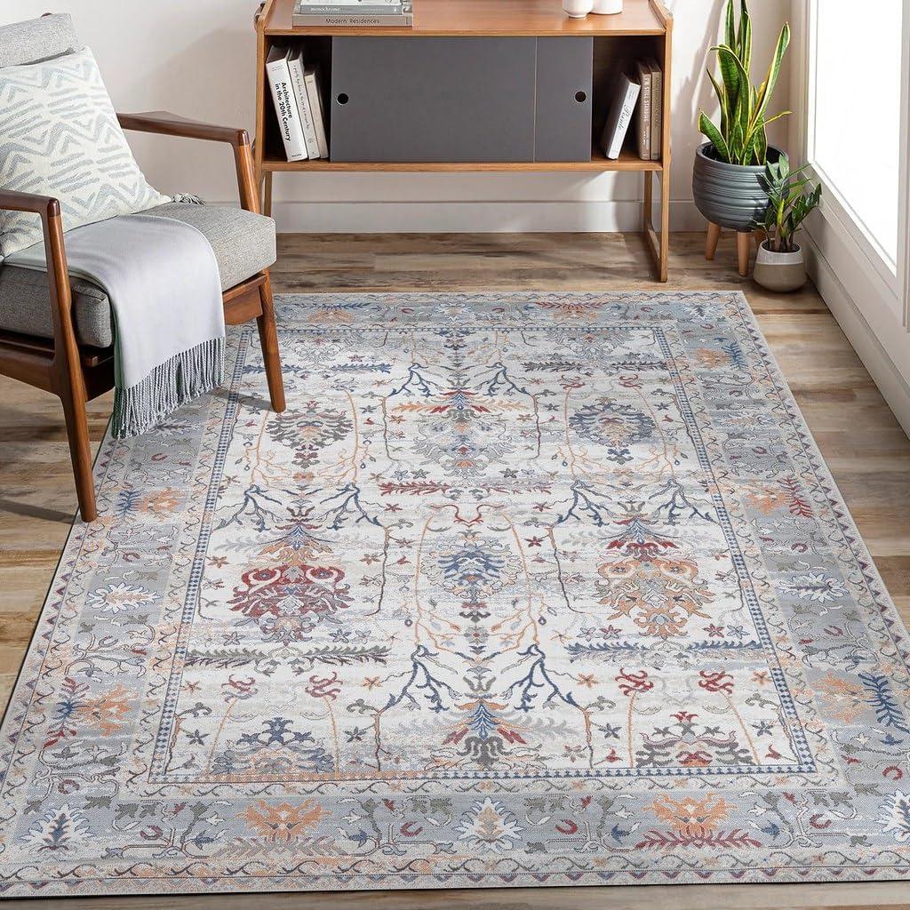 Adiva 4' x 6' Multicolor Persian Vintage Washable Rug