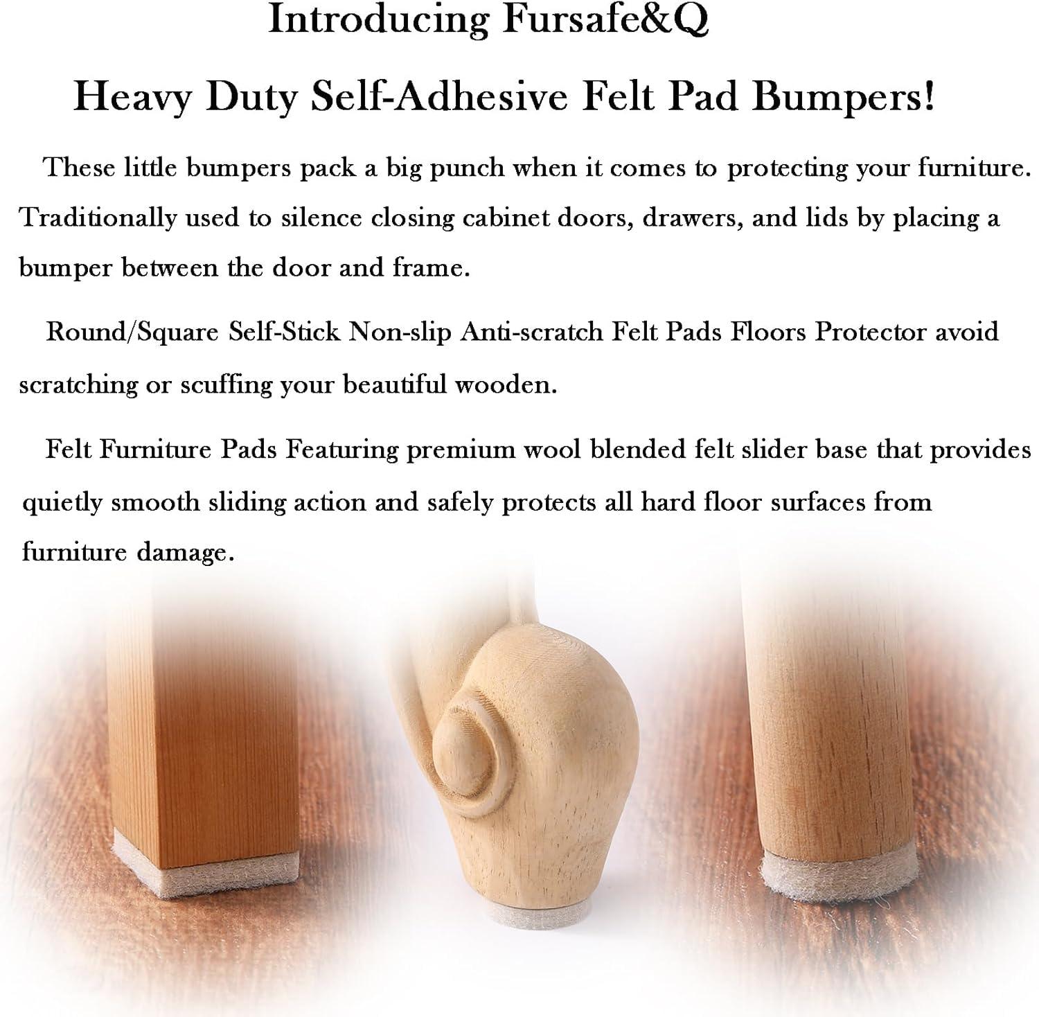 Fursafe&Q Felt Furniture Pads, Furniture Felt Pads for Hardwood Floors -Self Adhesive Chair Leg Floor Protectors, Protect from Nicks, Dents and Scratches, Chair Feet Protectors 136 Pcs Chair Feet