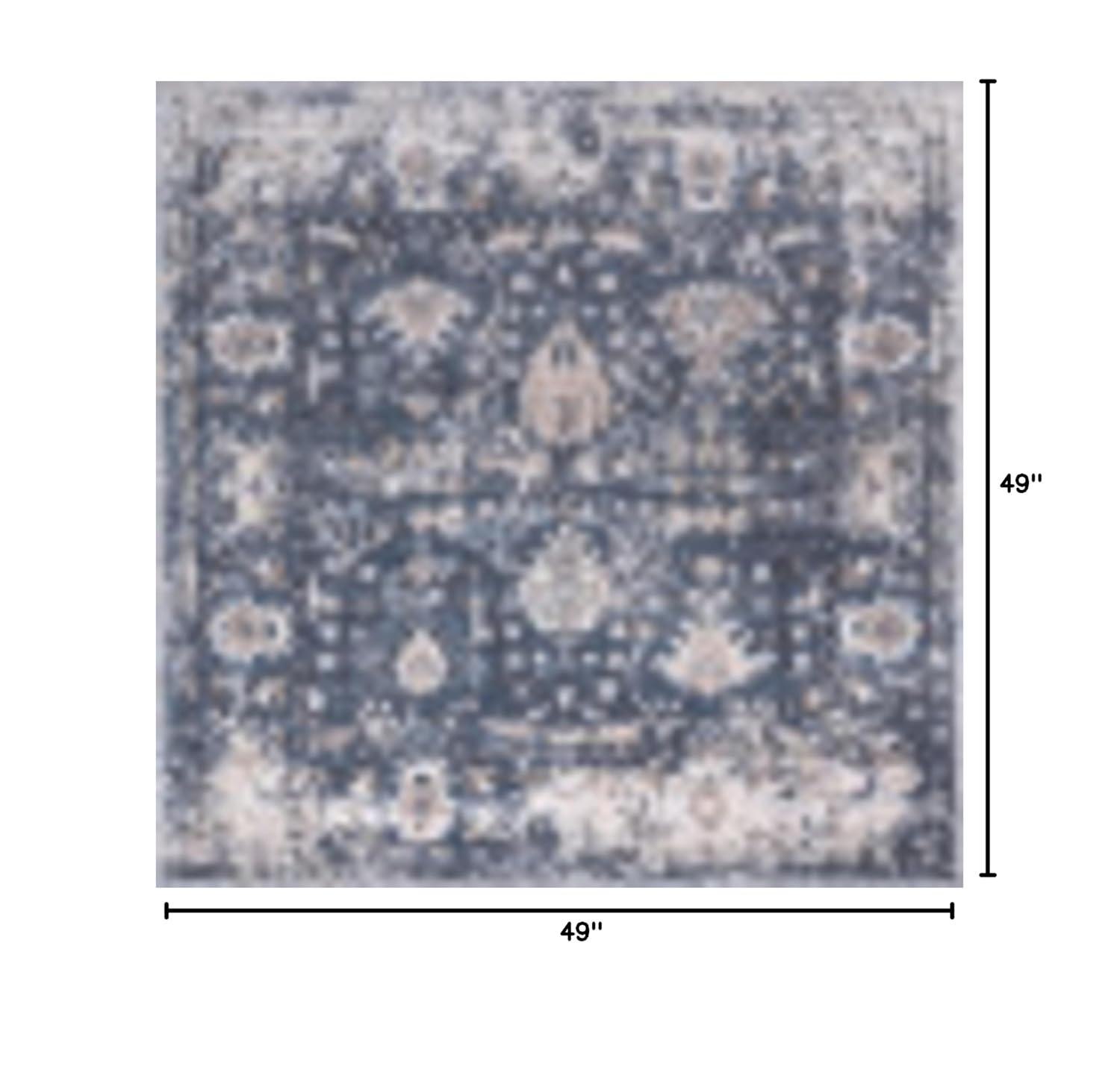 Unique Loom Portland Collection Area Rug - Central (4' 1" Square Blue/Beige)
