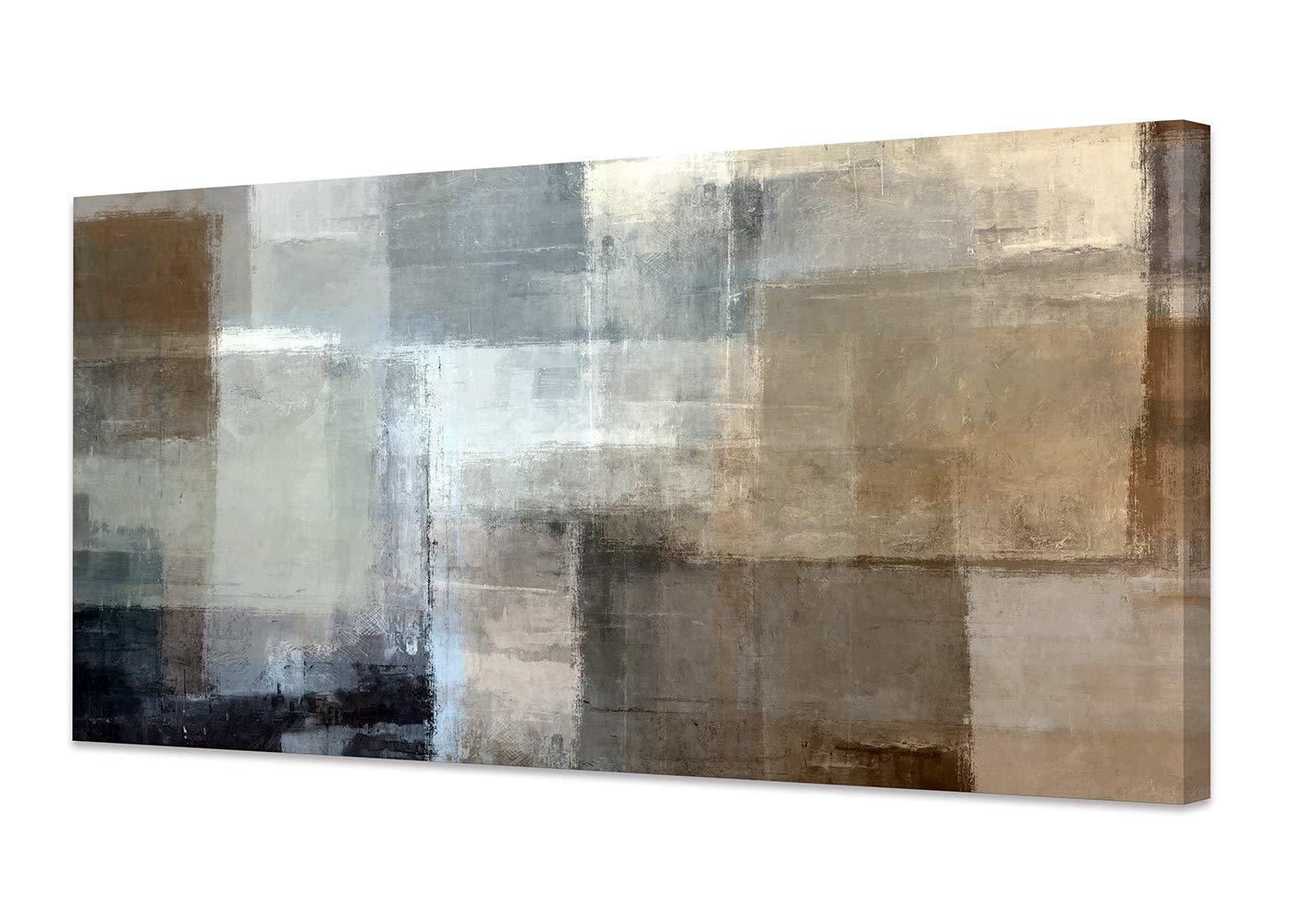Baisuart Canvas Prints Abstract Wall Art Print Paintings Grey and Brown Stretched Canvas Wooden Framed for living Room Bedroom and Office Home Decor Artwork XLarge 24x48inch