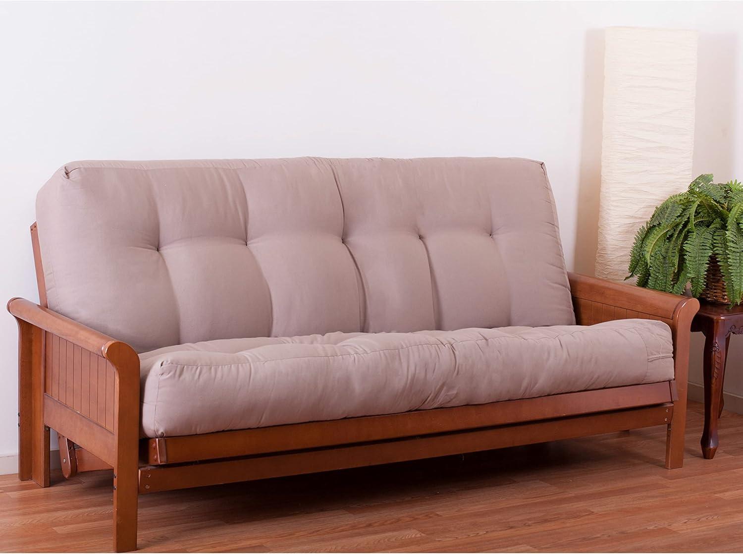 Toffee Twin Twill Futon Mattress with Cotton and Foam Core