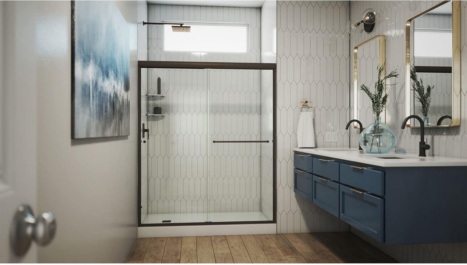 Alliance Pro 56" W x 76" H Bypass Semi-Frameless Shower Door with ClearMax Technology