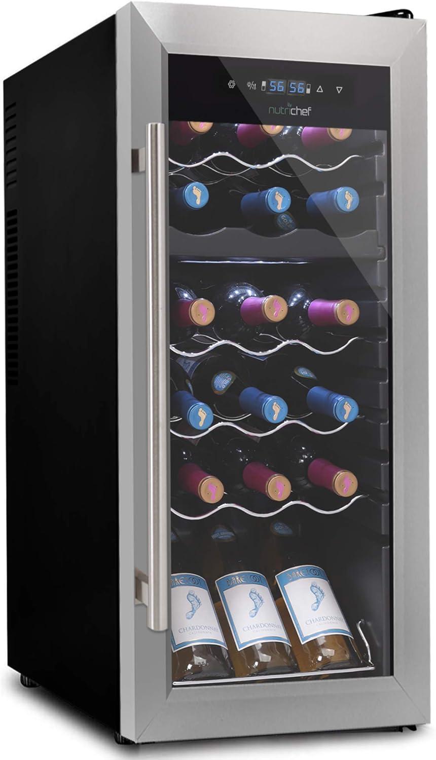 NutriChef Dual Zone 18.9'' Freestanding 18 Bottle Wine Refrigerator