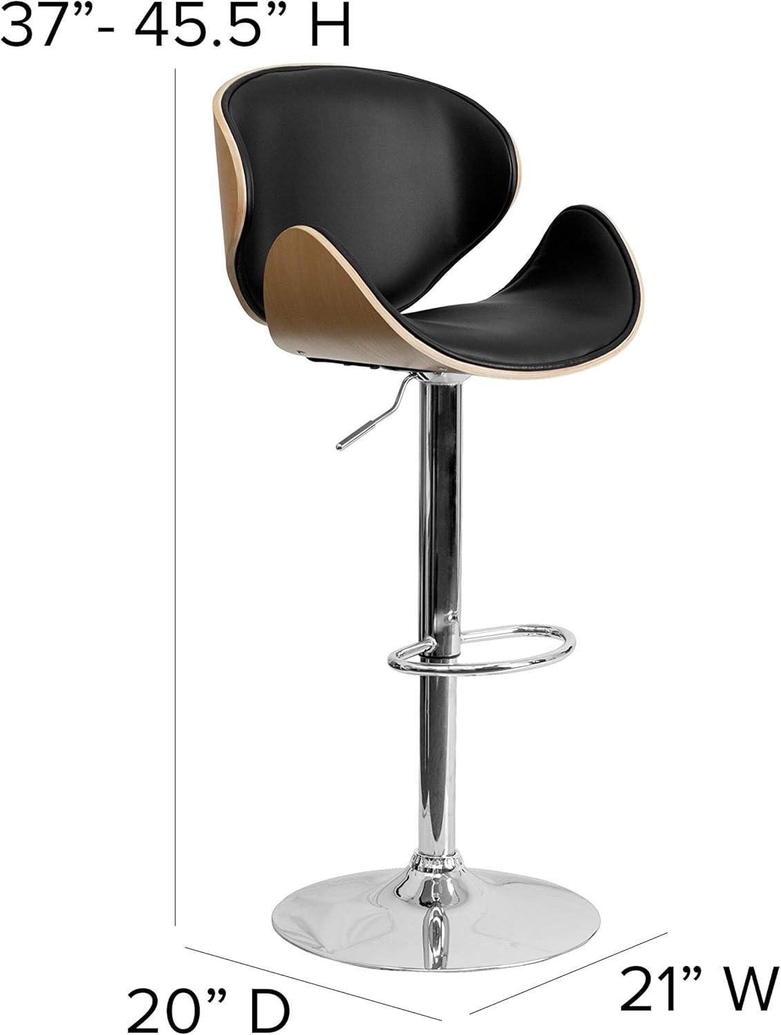 Murphy Curved Adjustable Height Swivel Bar Stool