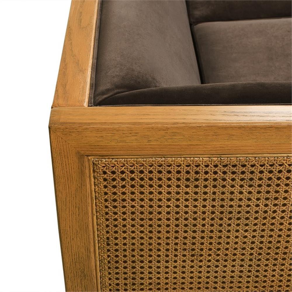 Jennifer Taylor Home Georgia Cane Rattan Tuxedo Seating Collection (Sofa), Brown