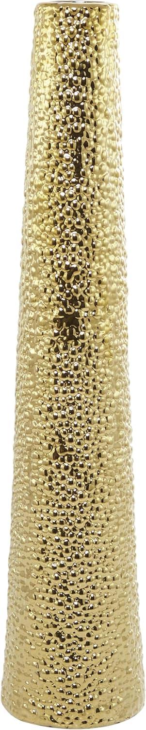 DecMode 25" Silver Ceramic Vase with Bubble Texture