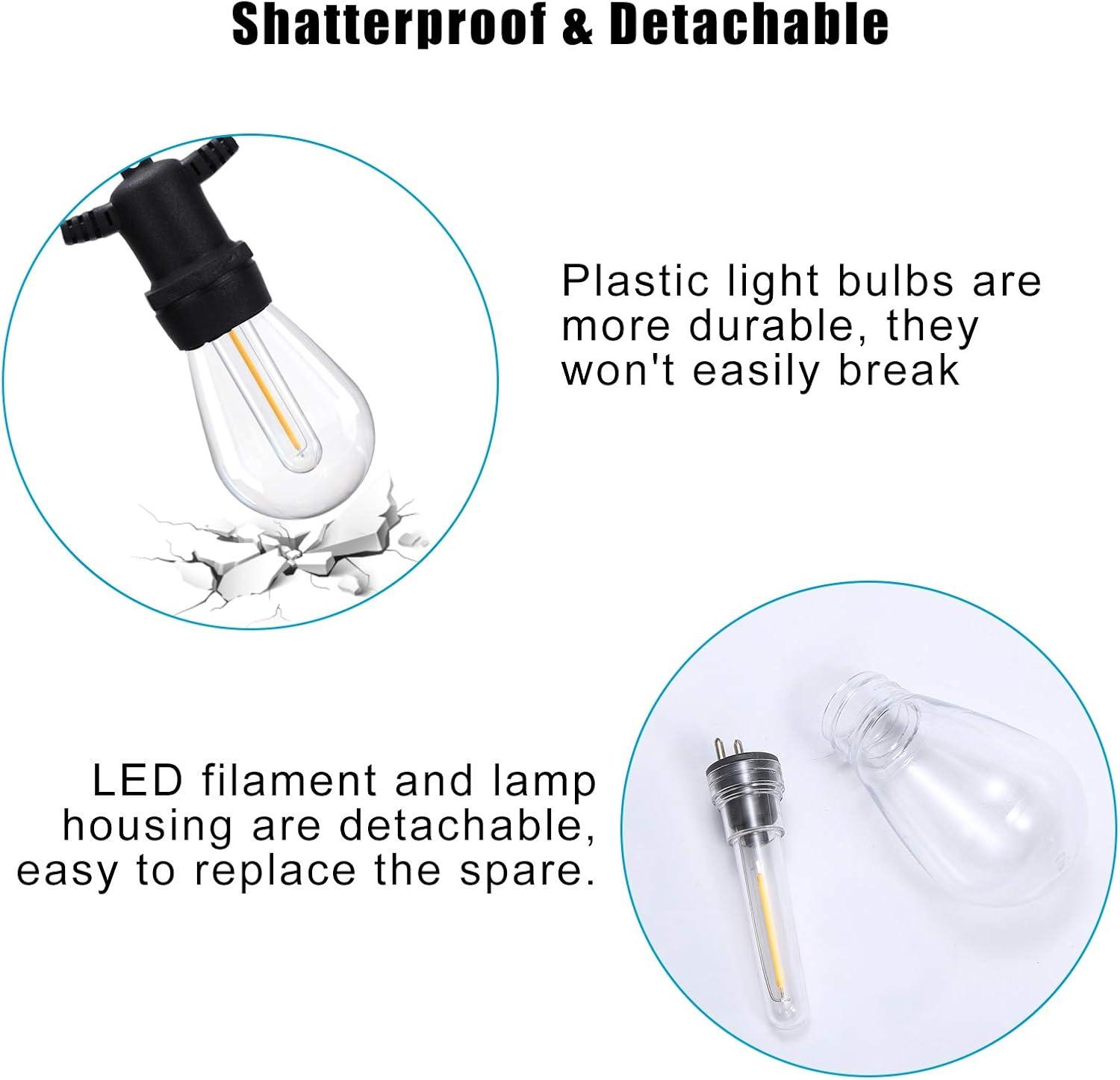 DGE S14 LED Bulb 6 Pack String Light Bulbs 1.5 Watt Replacement Light Bulb, Shatter-Proof and Waterproof IP65