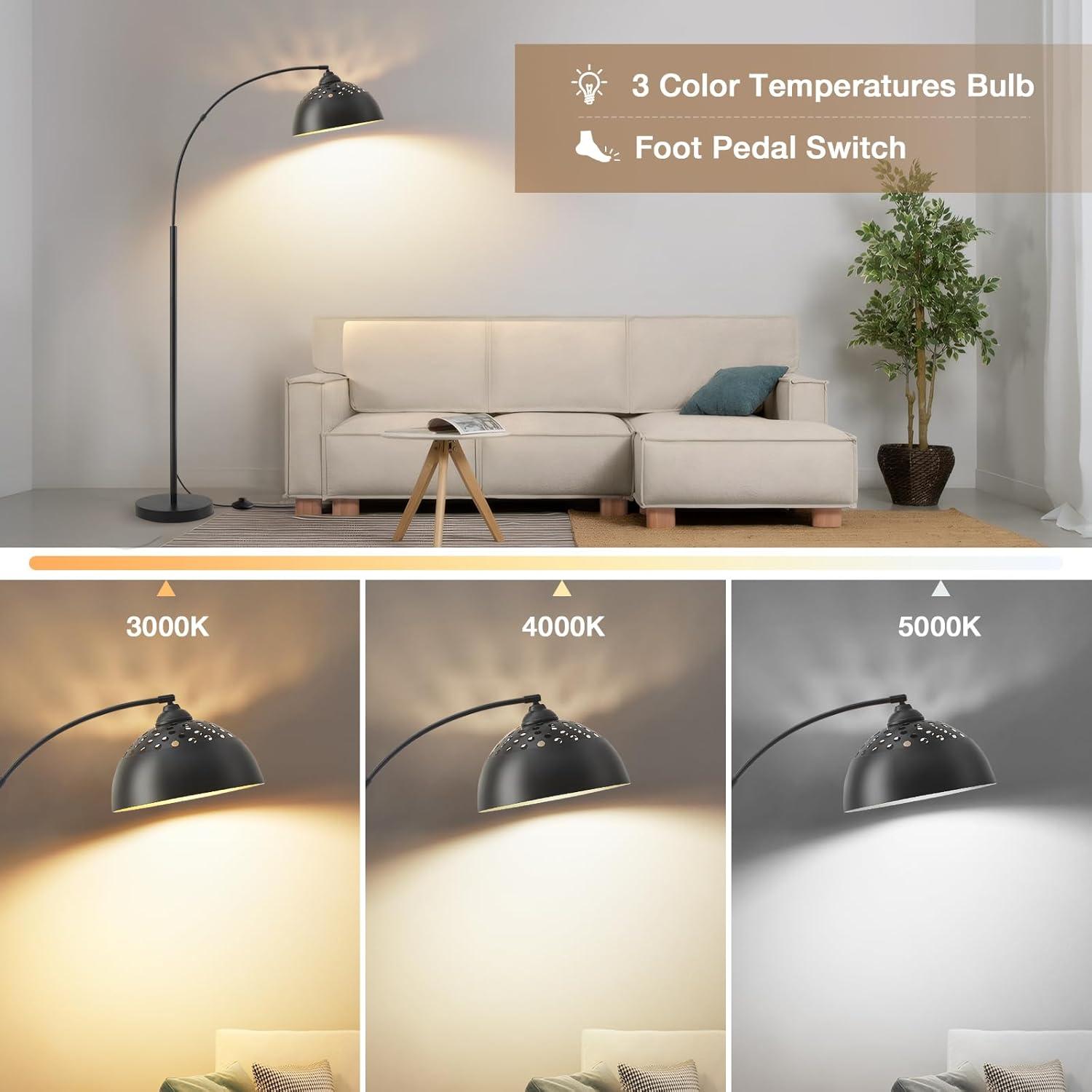 Mercer41 Vondal Arc Floor Lamps for Living Room Lighting, Modern Arched Lamp with Foot Switch