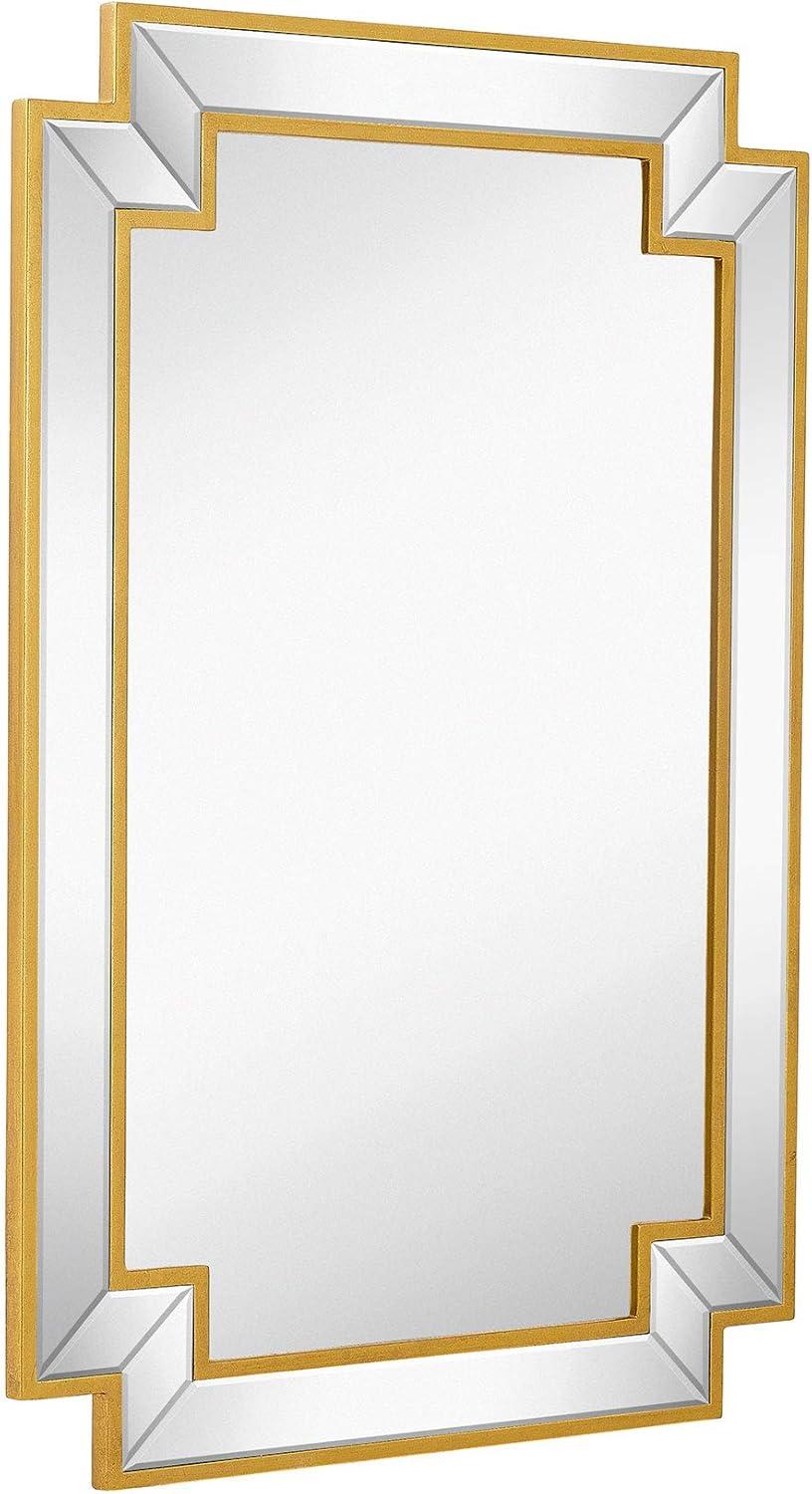 Hamilton Hills Gold Frame Rectangular Wall Mirror - 24x36 Large Decorative Beveled Mirrors for Bathroom, Vanity, Hallway or Entry - Modern & Luxe Home Art Decor - Wall-Mounted Rectangle Accent Mirror