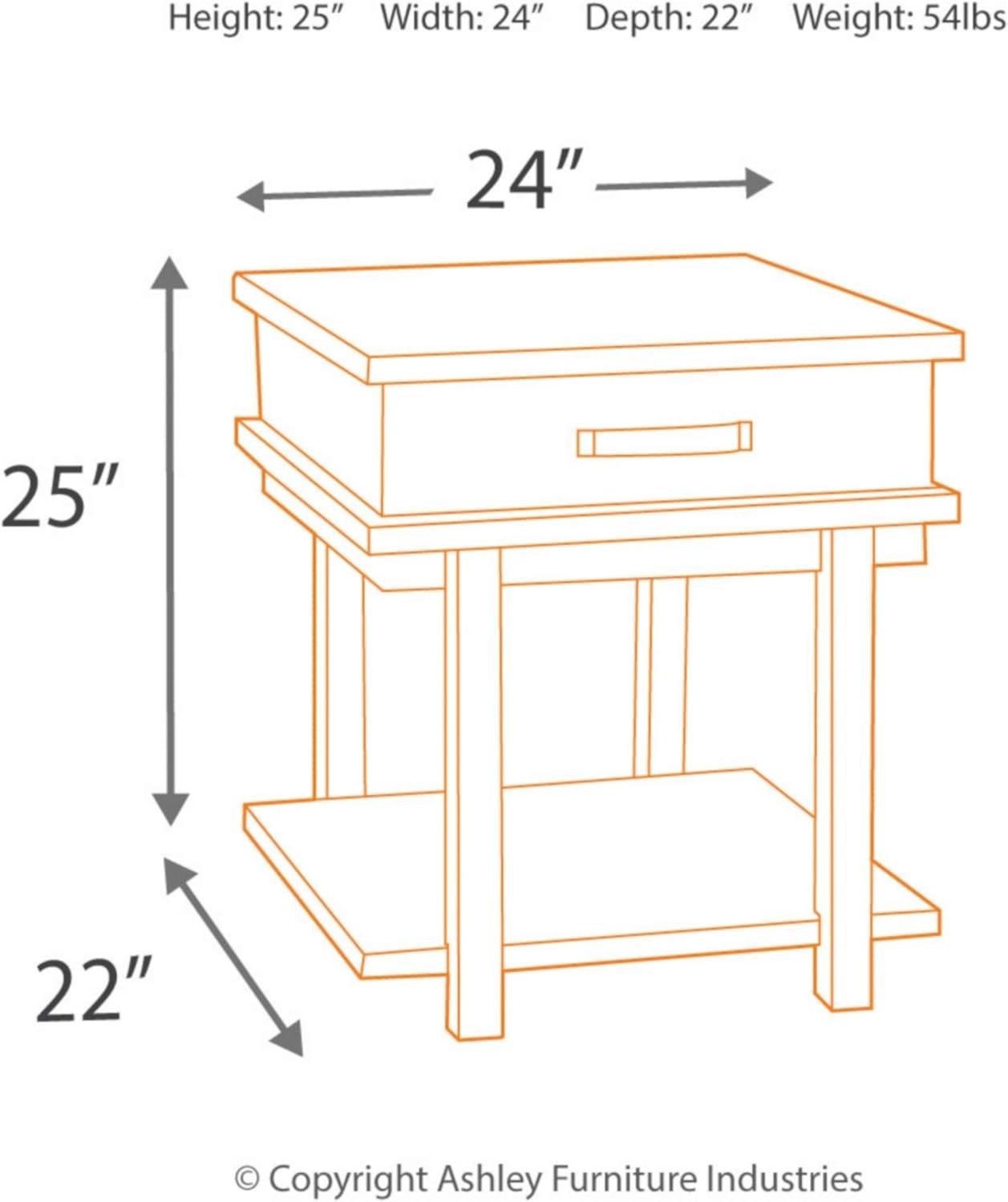 Rustic Two-Tone Wood End Table with Storage