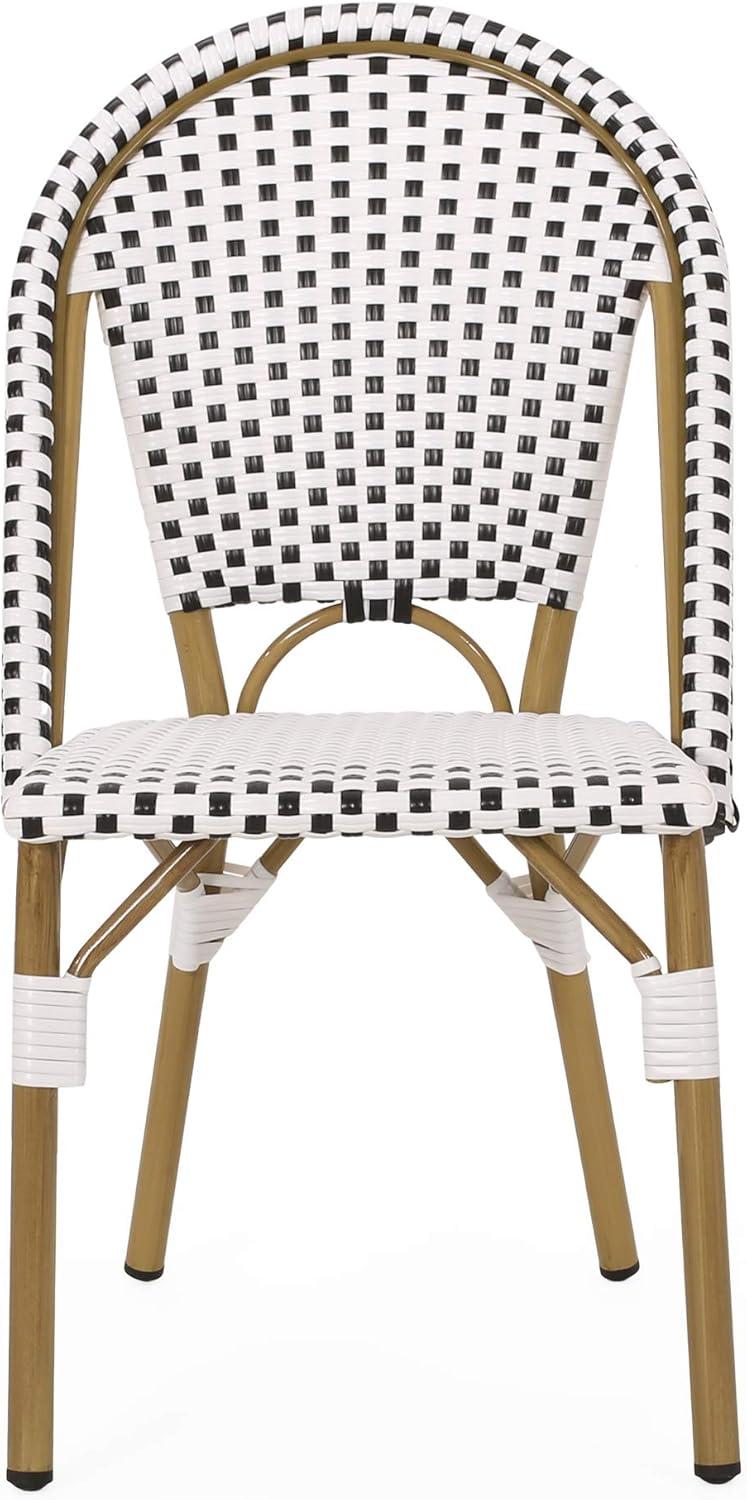 Christopher Knight Home Elize Outdoor French Cafe Chairs (Set of 4) by  Black + White + Bamboo Print Finish