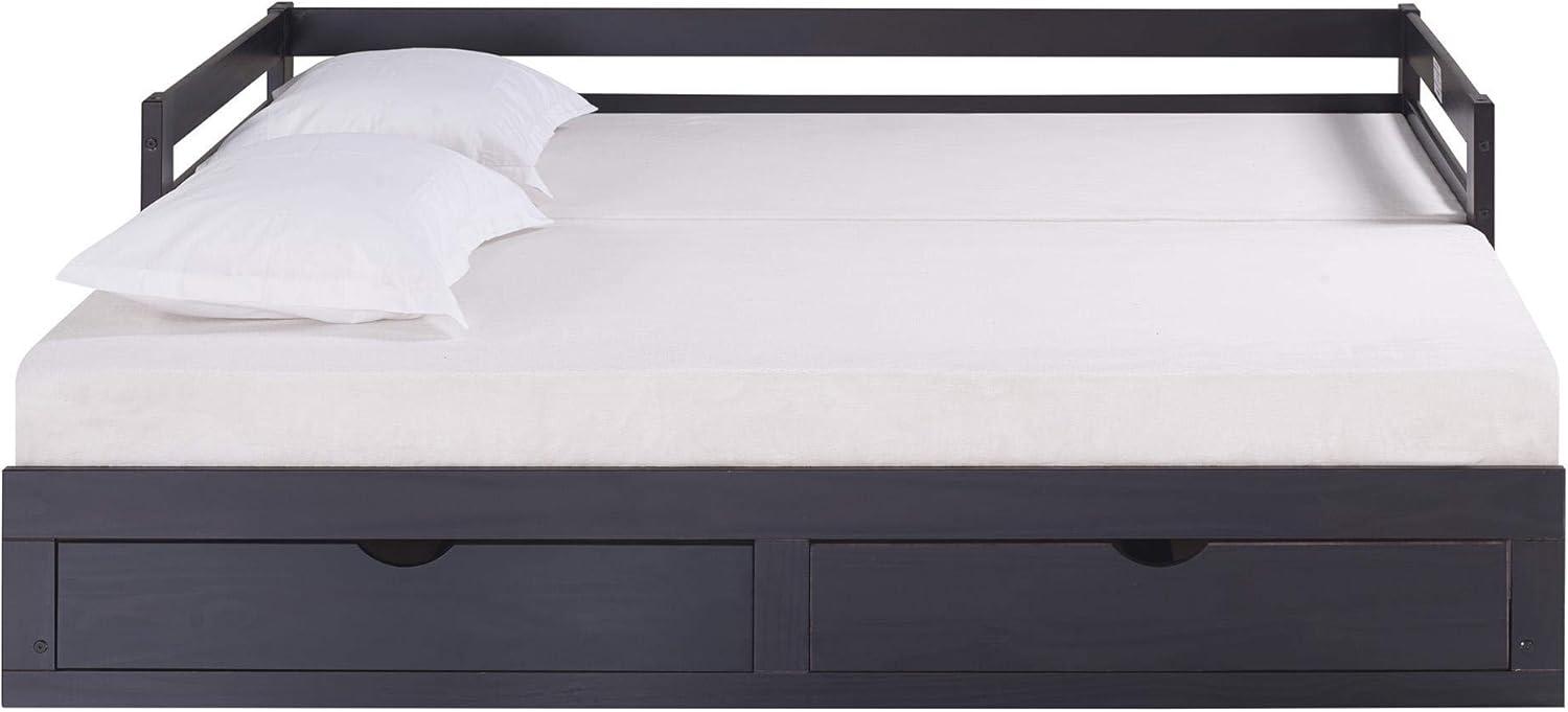 Alaterre Jasper Twin to King Extending Day Bed with Storage Drawers, Espresso