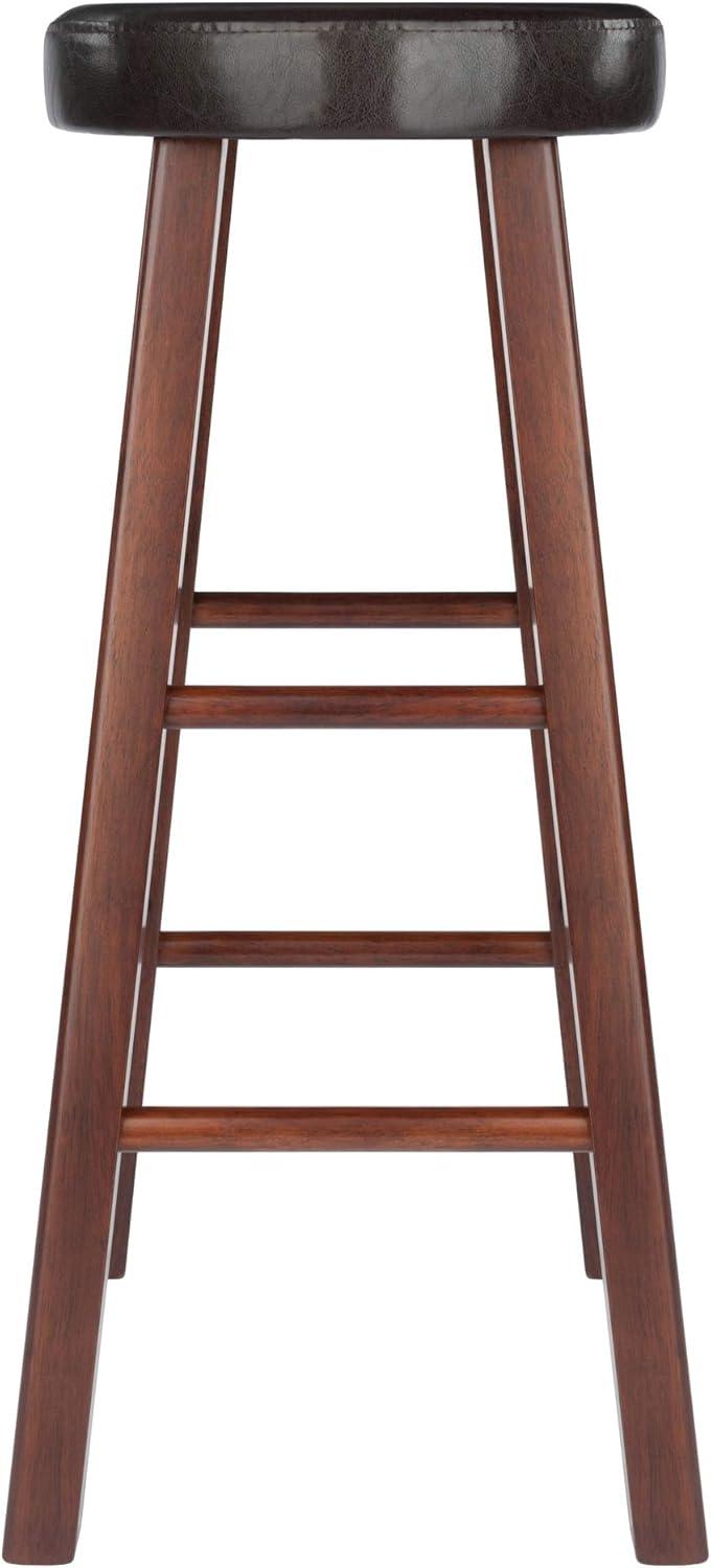 29" 2pc Maria Cushioned Barstools Walnut/Espresso - Winsome: Solid Wood, Faux Leather, Home Bar Seating