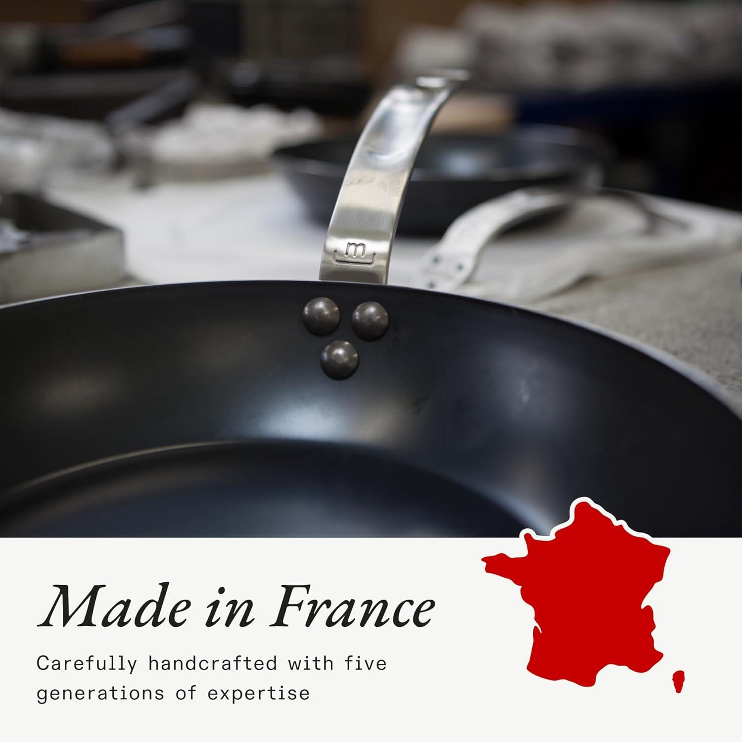 Made In Cookware - 12" Blue Carbon Steel Wok - (Like Cast Iron, but Better) - Professional Cookware - Crafted in France - Induction Compatible