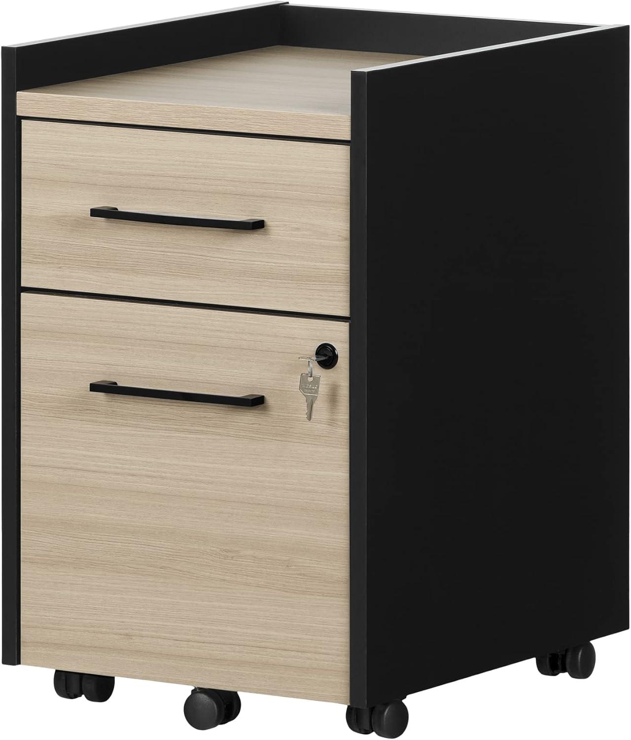 Kozack 2-Drawer Mobile File Cabinet-Soft Elm and Matte Black